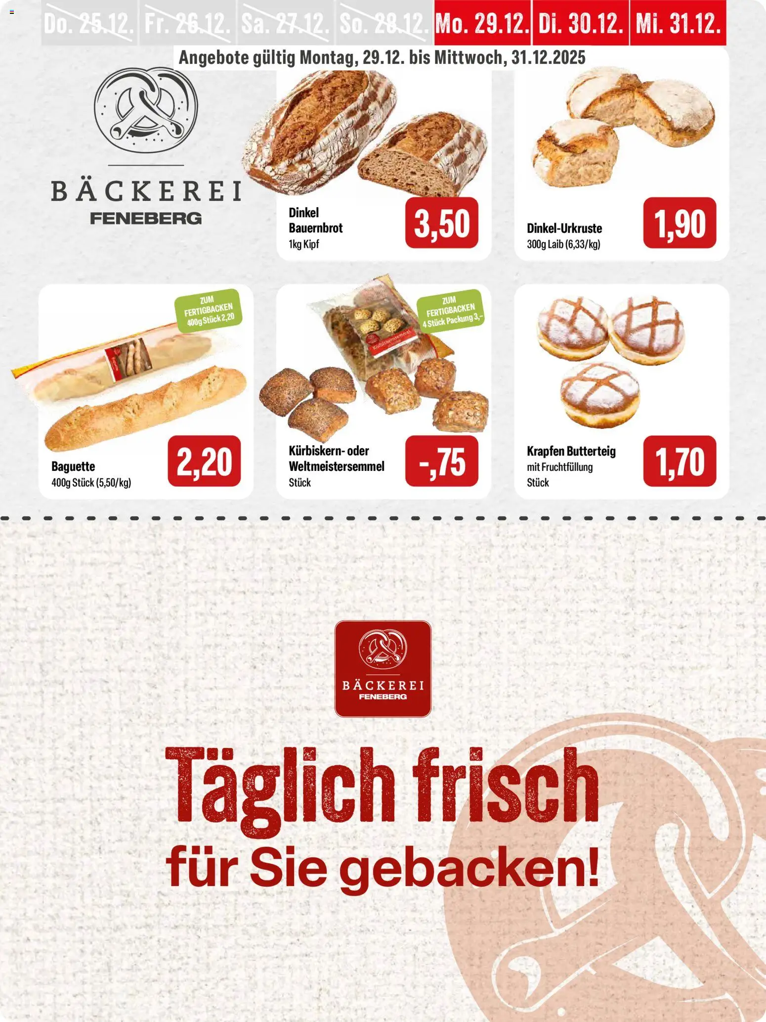 Feneberg Angebote – gültig ab 29.12.2025 | Seite: 4 | Produkte: Bäckerei, Baguette