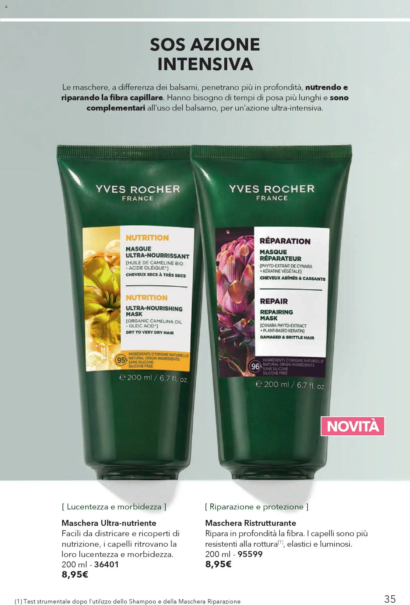 Volantino Yves Rocher del 23.04.2026 | Pagina: 35 | Prodotti: Shampoo, Maschera, Silicone, Elastici