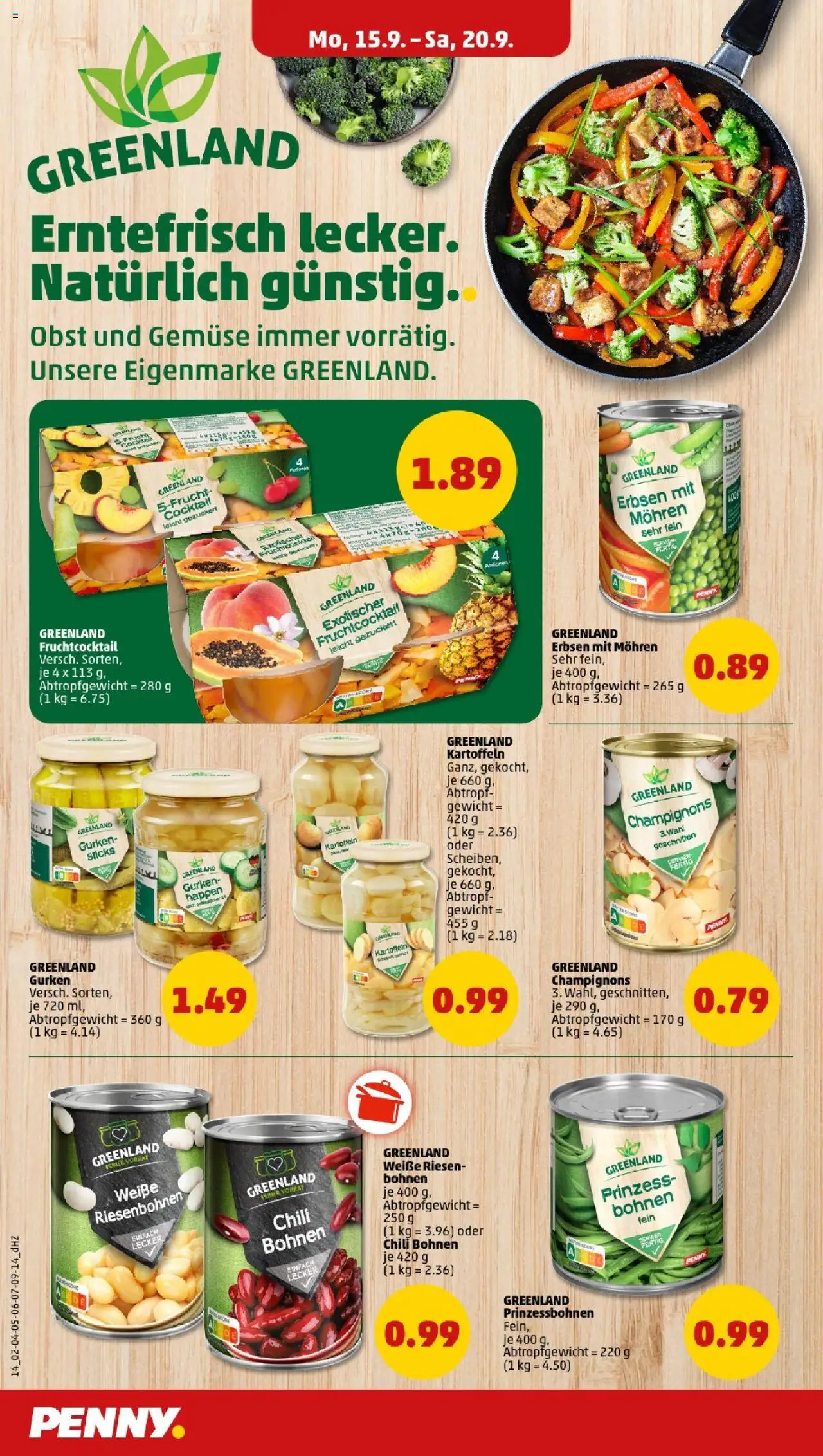 Penny - Baden-Württemberg – gültig ab 15.09.2025 | Seite: 14 | Produkte: Gewicht, Mohren, Champignons, Obst