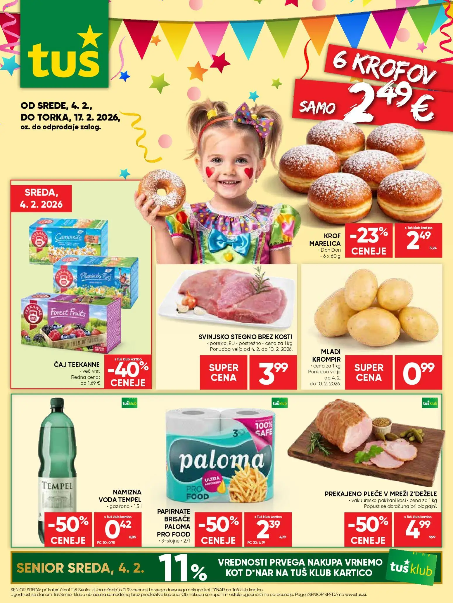 Novi Tuš katalog ponudbe – veljaven od 04.02.2026 | Stran: 1 | Izdelki: Caj, Krompir, Voda
