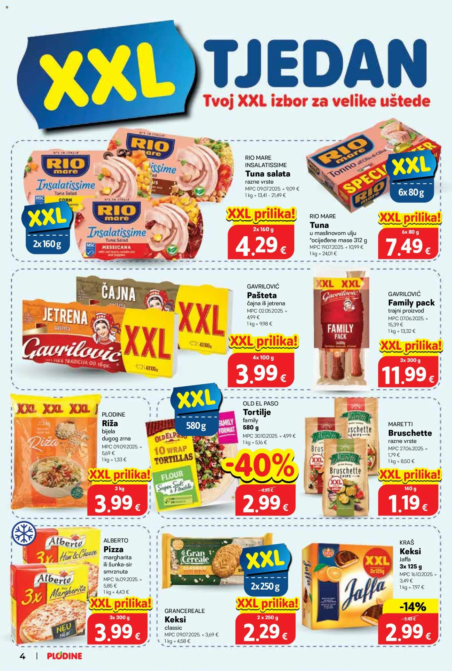 Plodine katalog | vrijedi od 12.11.2025 | Stranica: 4 | Proizvodi: Keksi, Pizza, Pašteta, Tuna