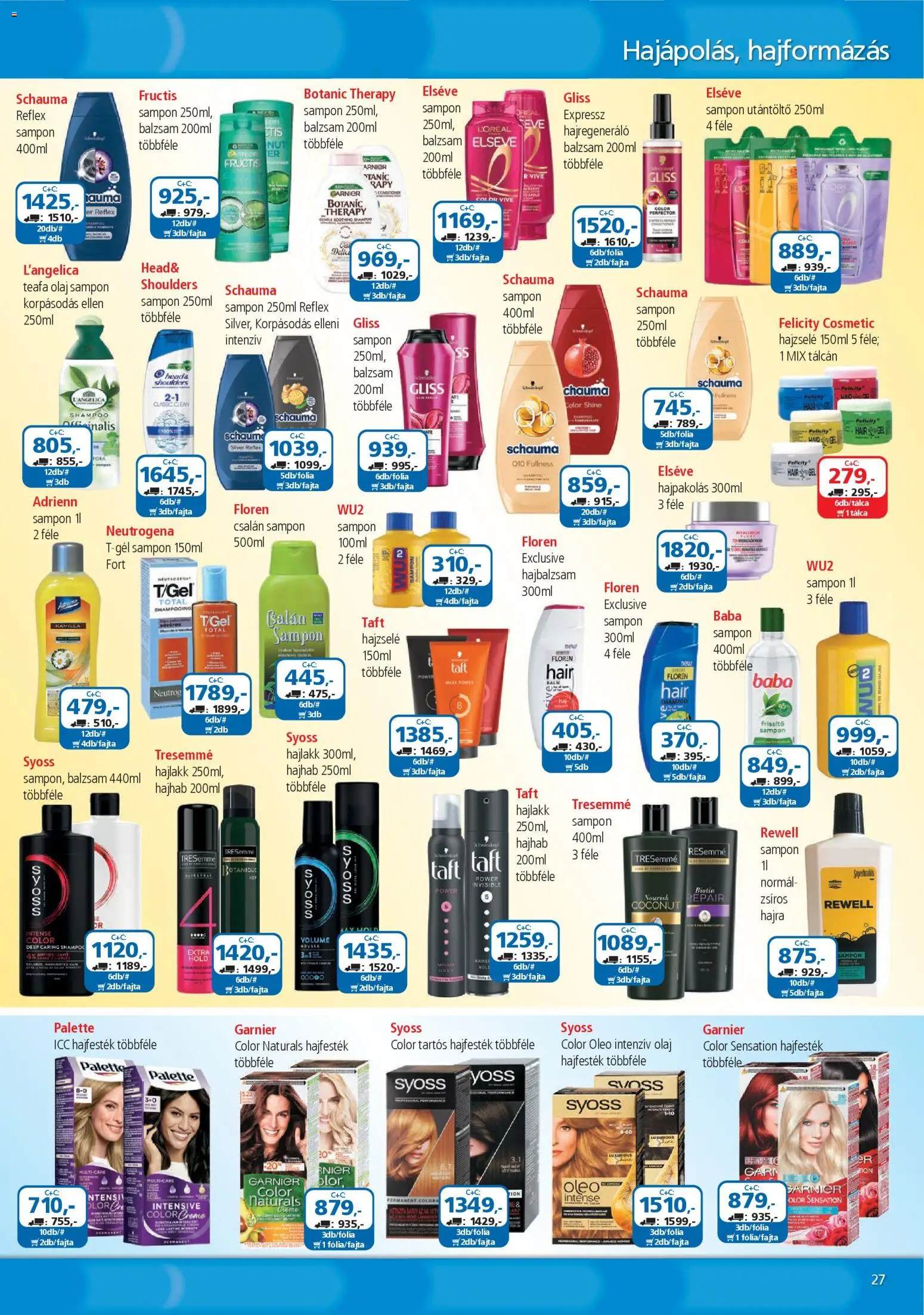 ÁRKLUB akciós ujság - amely érvényes a következő dátumtól: 01.04.2026 | Oldal: 27 | Termékek: Hajpakolás, Hajhab, Hajfesték, Olaj