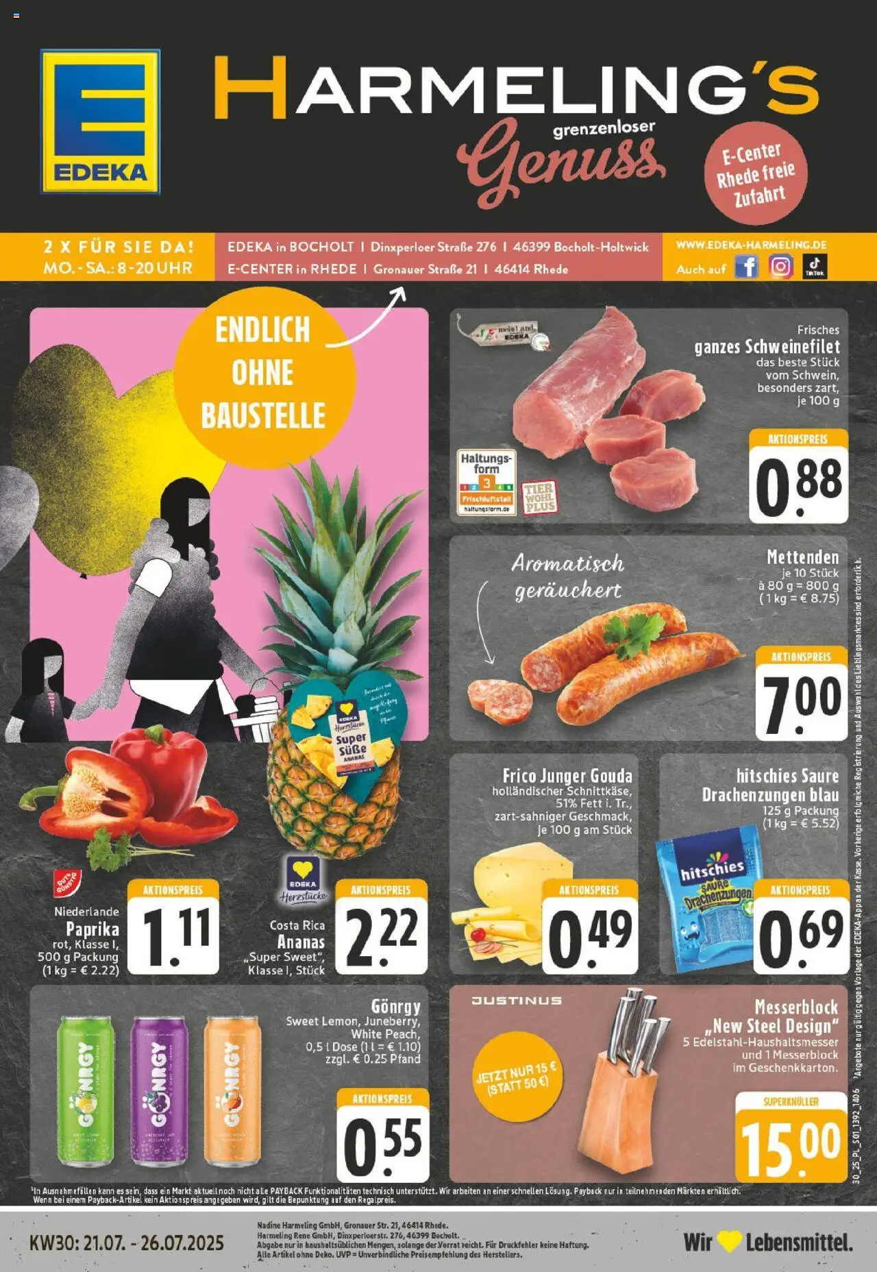 Edeka prospekt Bocholt - Holtwick	 - gültig ab dem 20.07.2025 | Seite: 1 | Produkte: Energy, Gouda, Ananas, Uhr