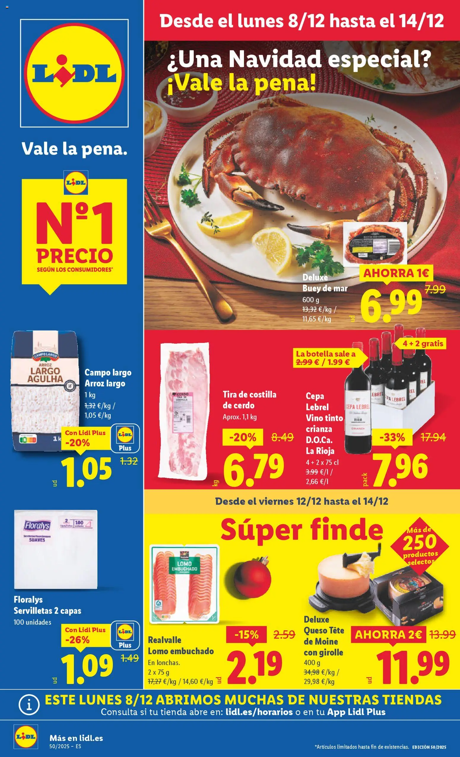Lidl folleto │ válido desde el 08.12.2025 | Página: 1 | Productos: Queso, Cerdo, Arroz, Costilla de cerdo