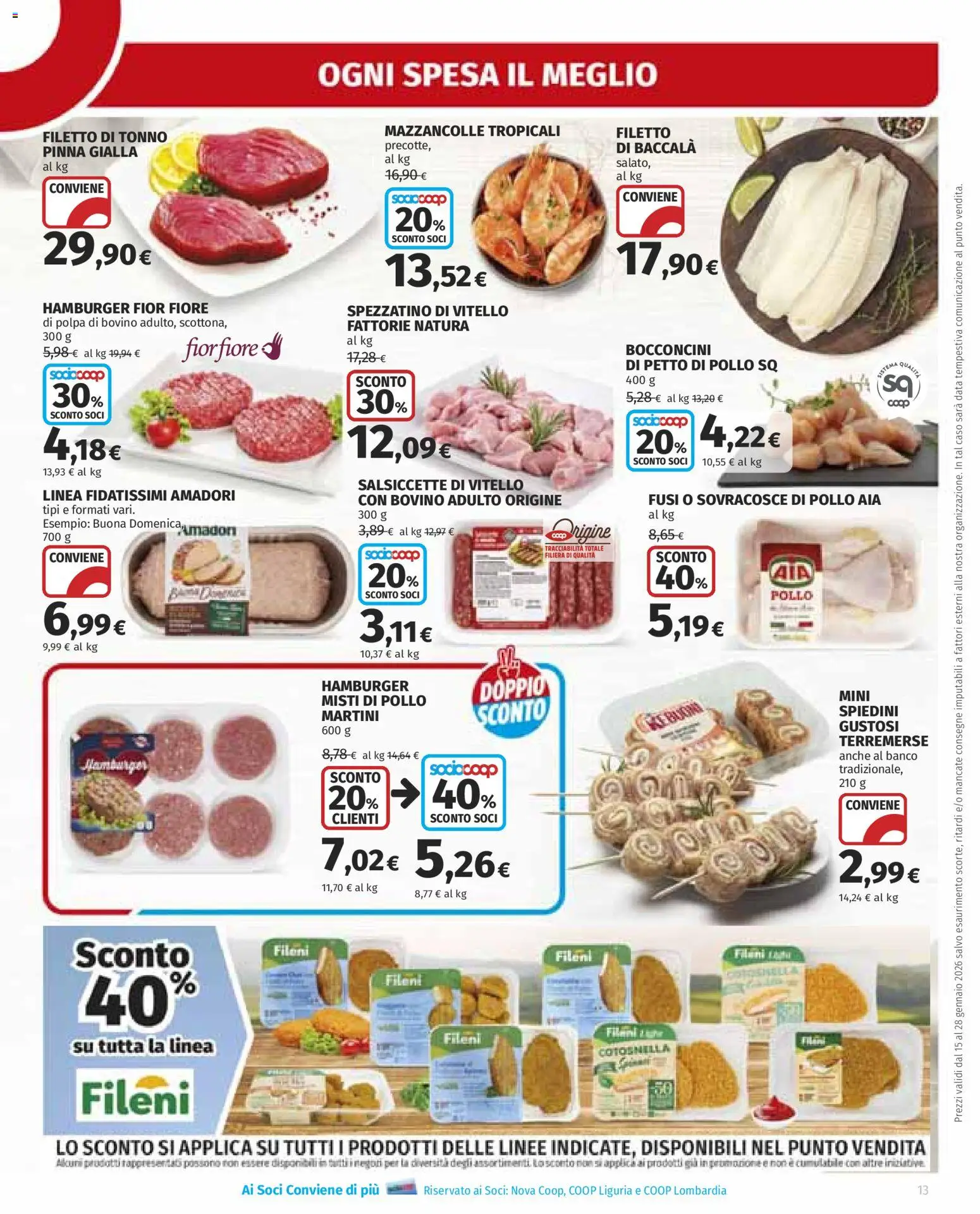 Volantino Ipercoop del 15.01.2026 | Pagina: 13 | Prodotti: Bovino, Pollo, Data, Hamburger