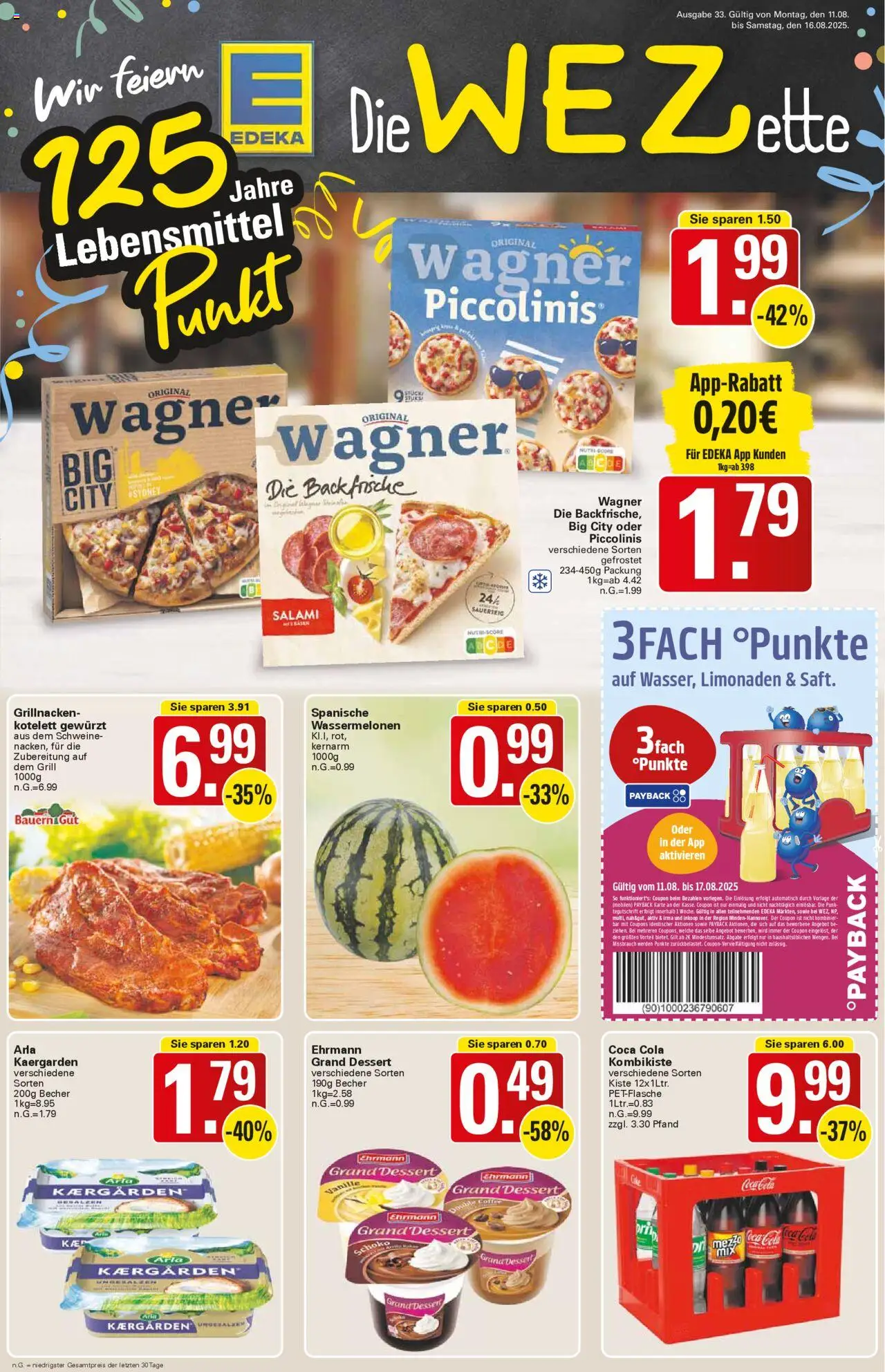 WEZ Prospekt - gültig ab dem 11.08.2025 | Seite: 1 | Produkte: Grill, Coca cola, Ehrmann grand dessert, Piccolinis