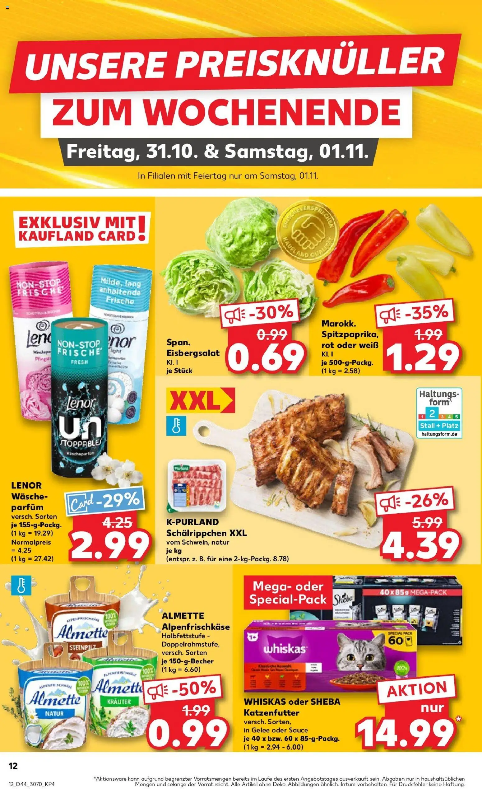 Kaufland prospekt Ahrensfelde	 – gültig ab 30.10.2025 | Seite: 12 | Produkte: Lenor, Parfüm, Eisbergsalat, Whiskas
