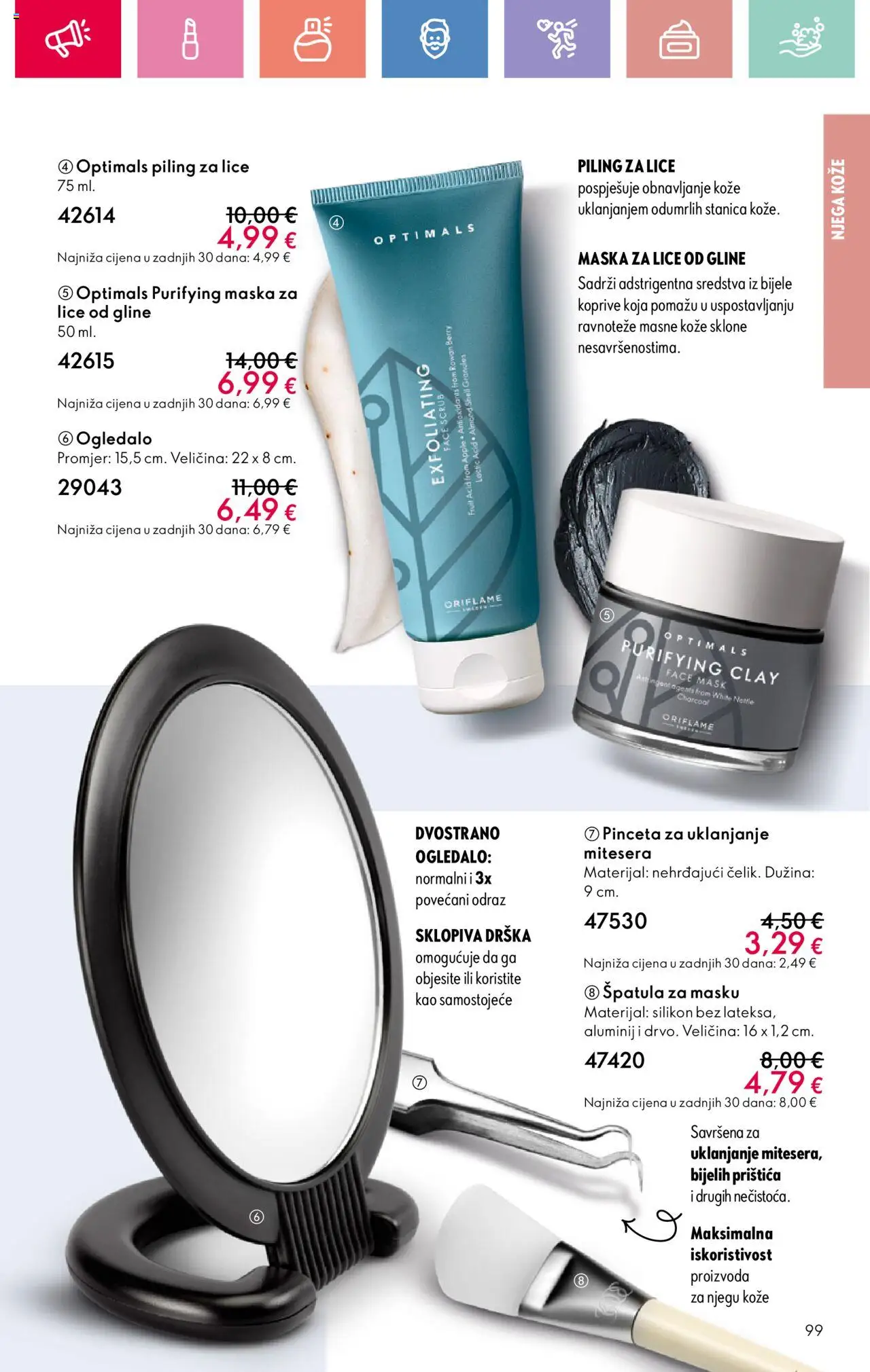 Oriflame katalog | vrijedi od 03.08.2025 | Stranica: 99 | Proizvodi: Ogledalo, Maska za lice, Maska, Piling