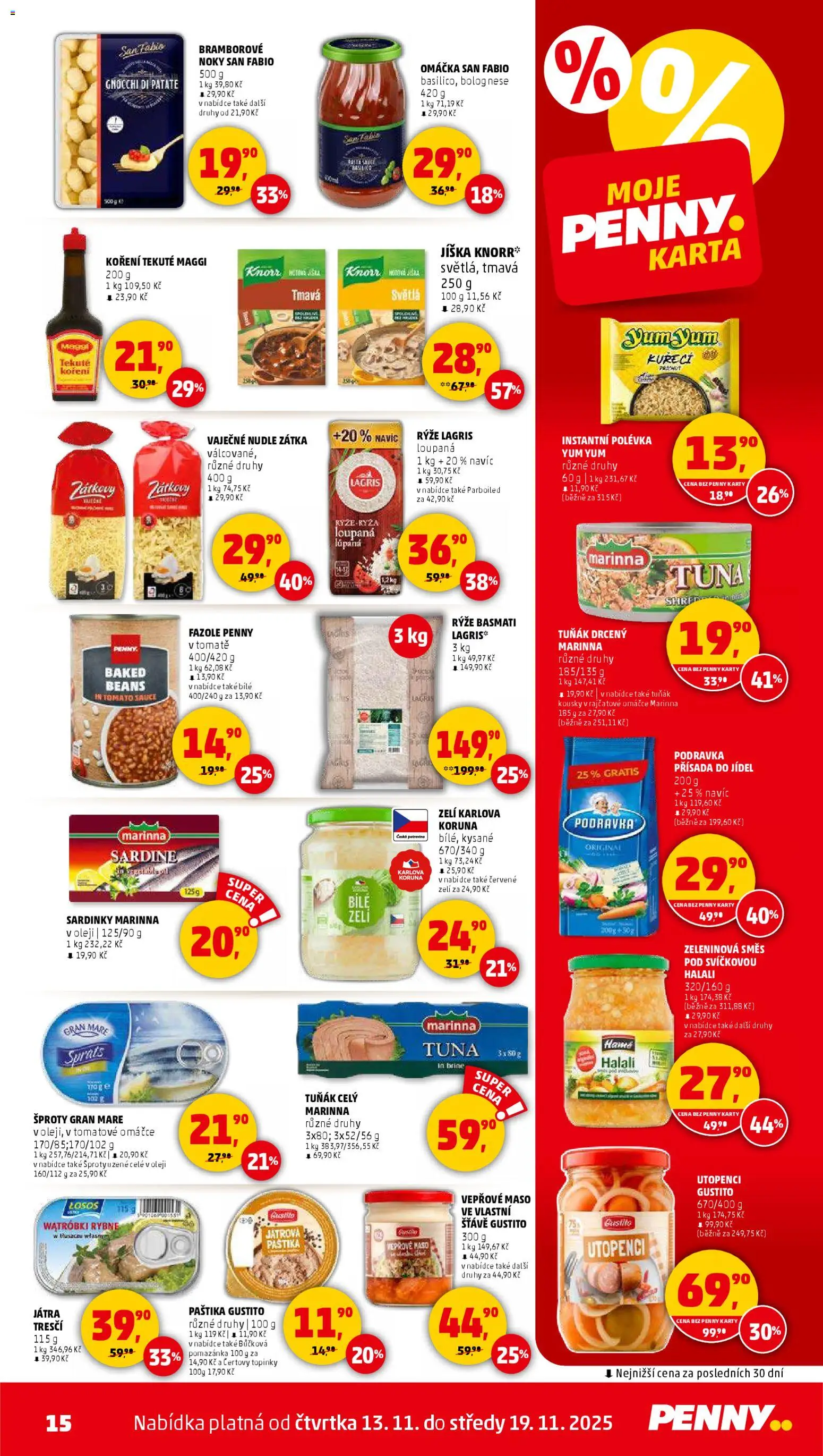 Penny Market leták - Čtvrtečník od 13.11.2025 | Strana: 15 | Produkty: Tuňák, Noky, Losos, Gnocchi