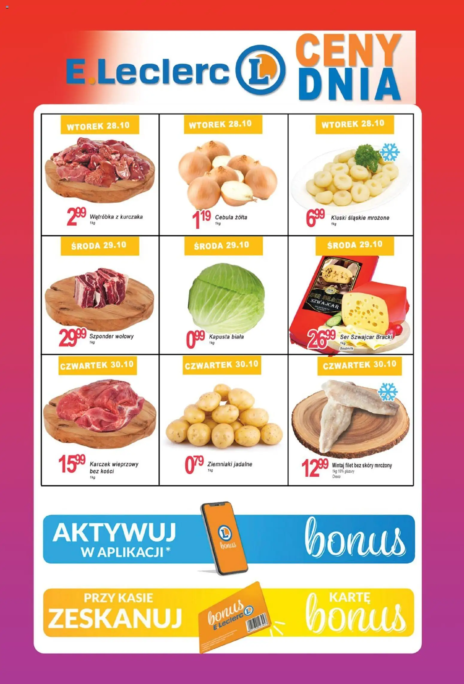 E.Leclerc Gazetka - Tychy od 28.10.2025 | Strona: 23 | Produkty: Kluski śląskie, Mintaj, Kapusta biała, Ziemniaki