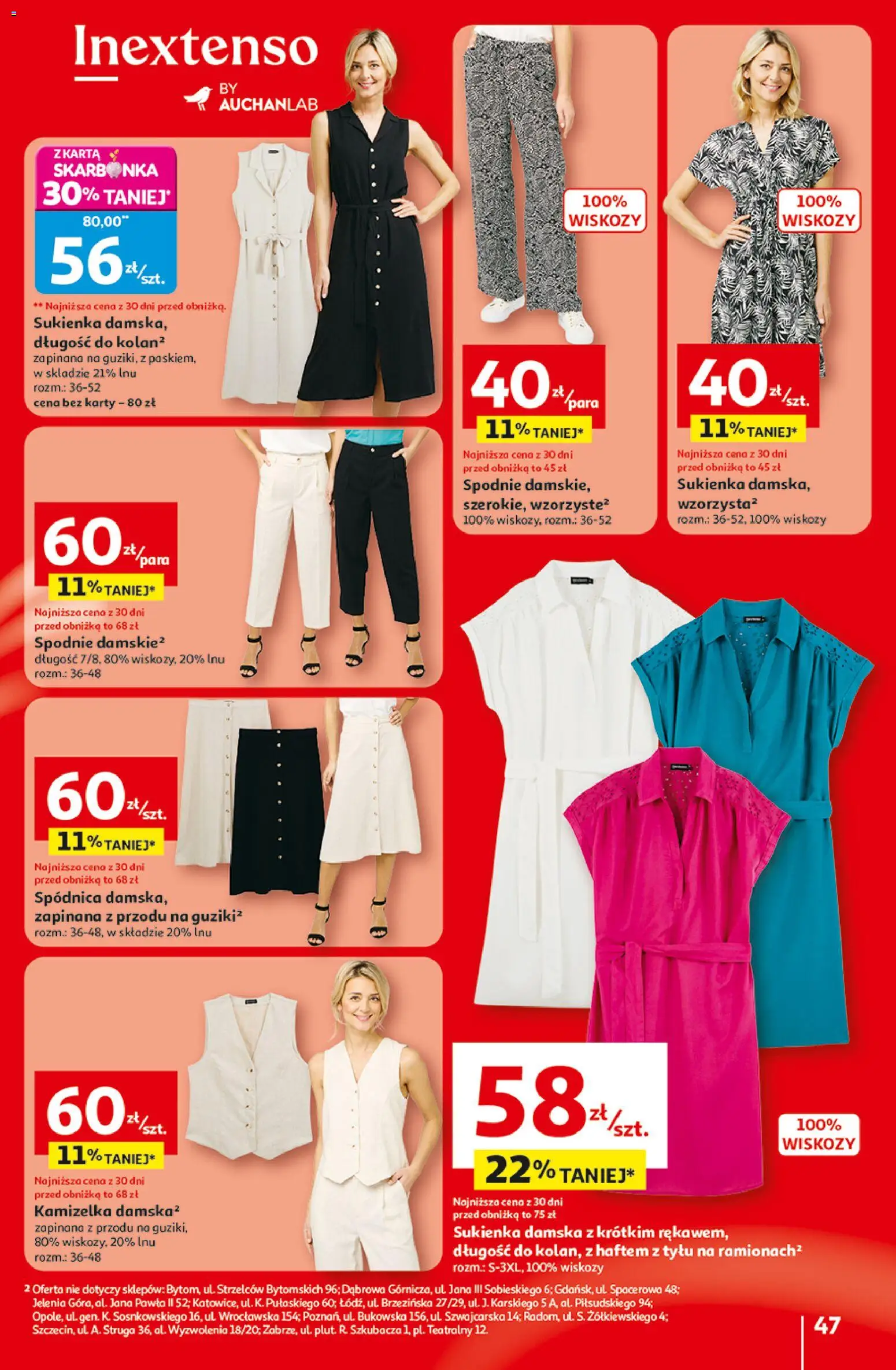 Auchan gazetka - 30 Lat Hipermarket od 29.04.2026 | Strona: 47 | Produkty: Karta, Kamizelka, Spodnie, Sukienka