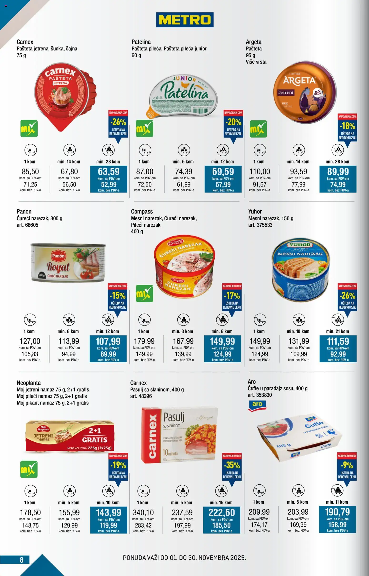 Metro katalog - važi od 01.11.2025 | Strana: 8 | Proizvode: Pasulj, Narezak, Paradajz, Pašteta