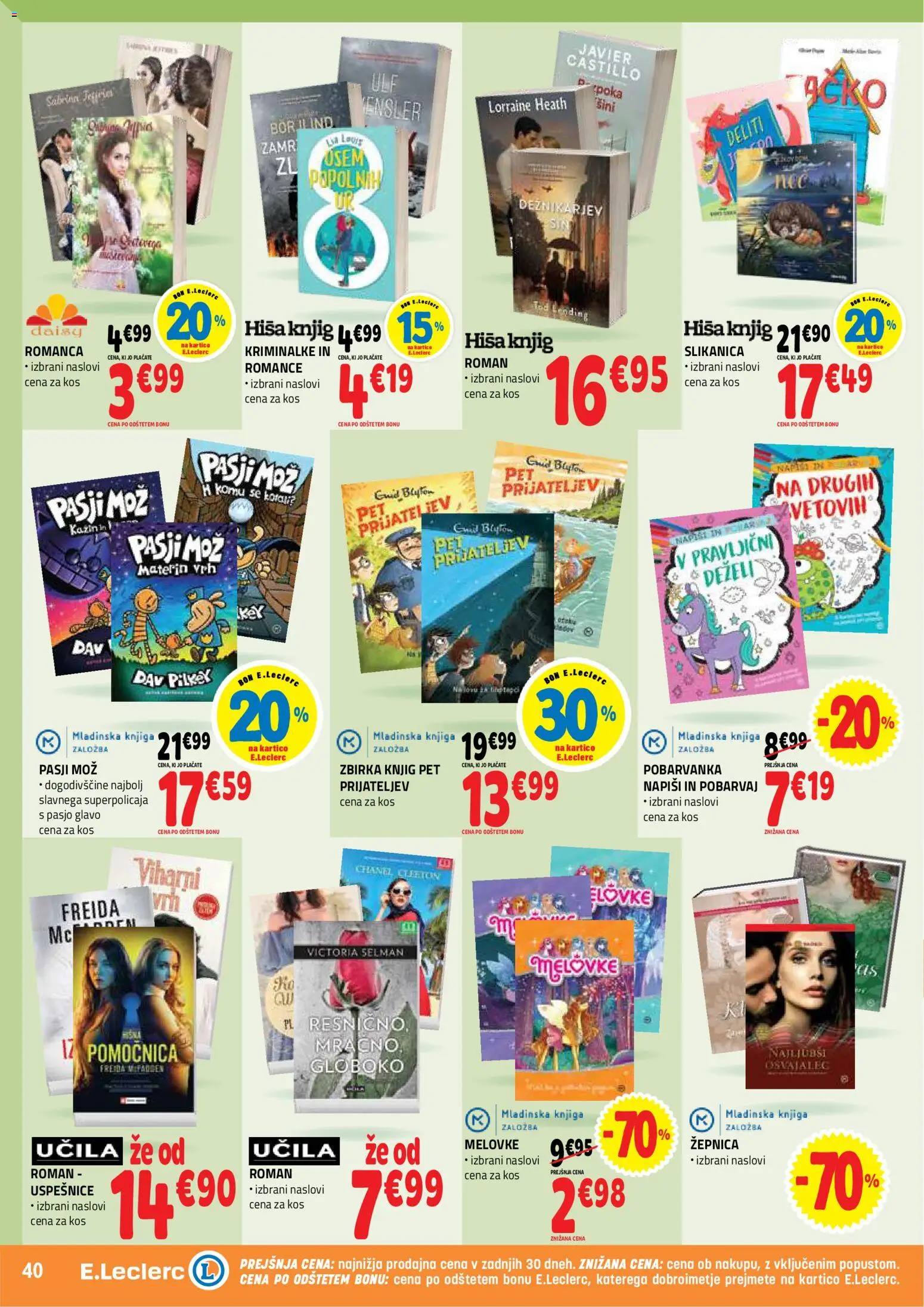 Novi E.leclerc katalog ponudbe – veljaven od 22.04.2026 | Stran: 40 | Izdelki: Kos, Knjiga