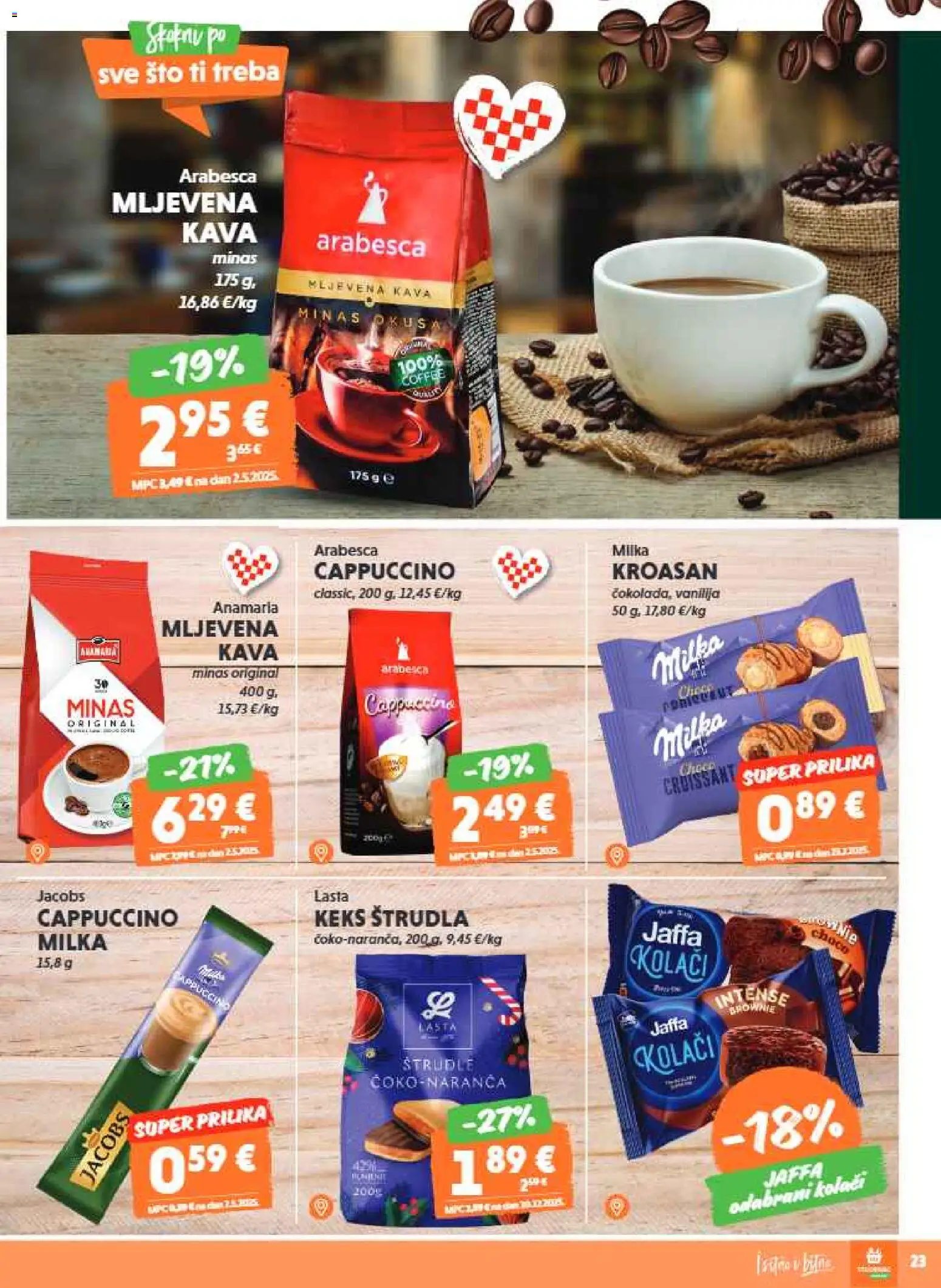 Studenac katalog | vrijedi od 07.01.2026 | Stranica: 23 | Proizvodi: Arabesca, Milka, Kroasan, Cappuccino