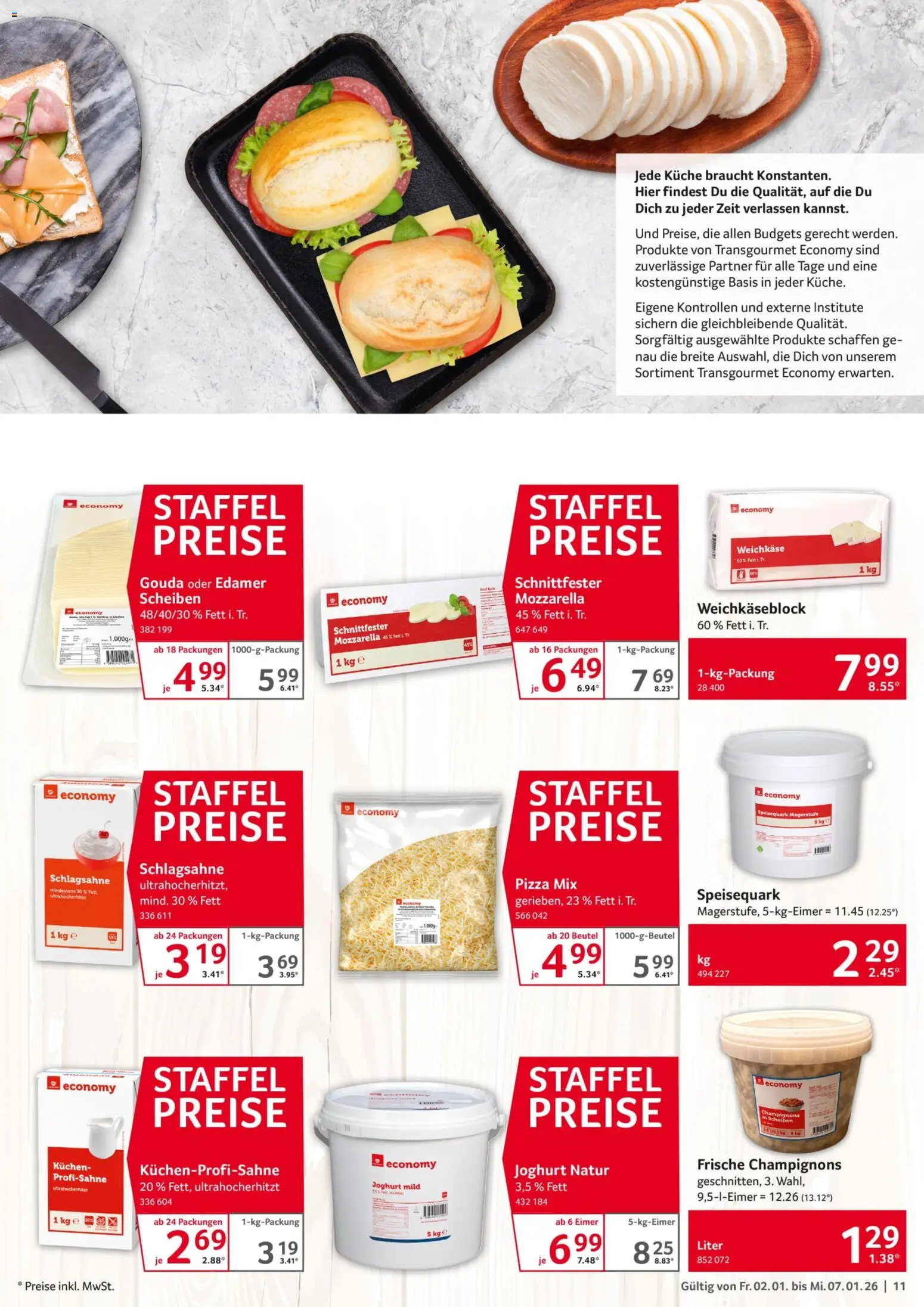 Selgros Prospekt 	 – gültig ab 02.01.2025 | Seite: 11 | Produkte: Schlagsahne, Edamer, Champignons, Kuchen