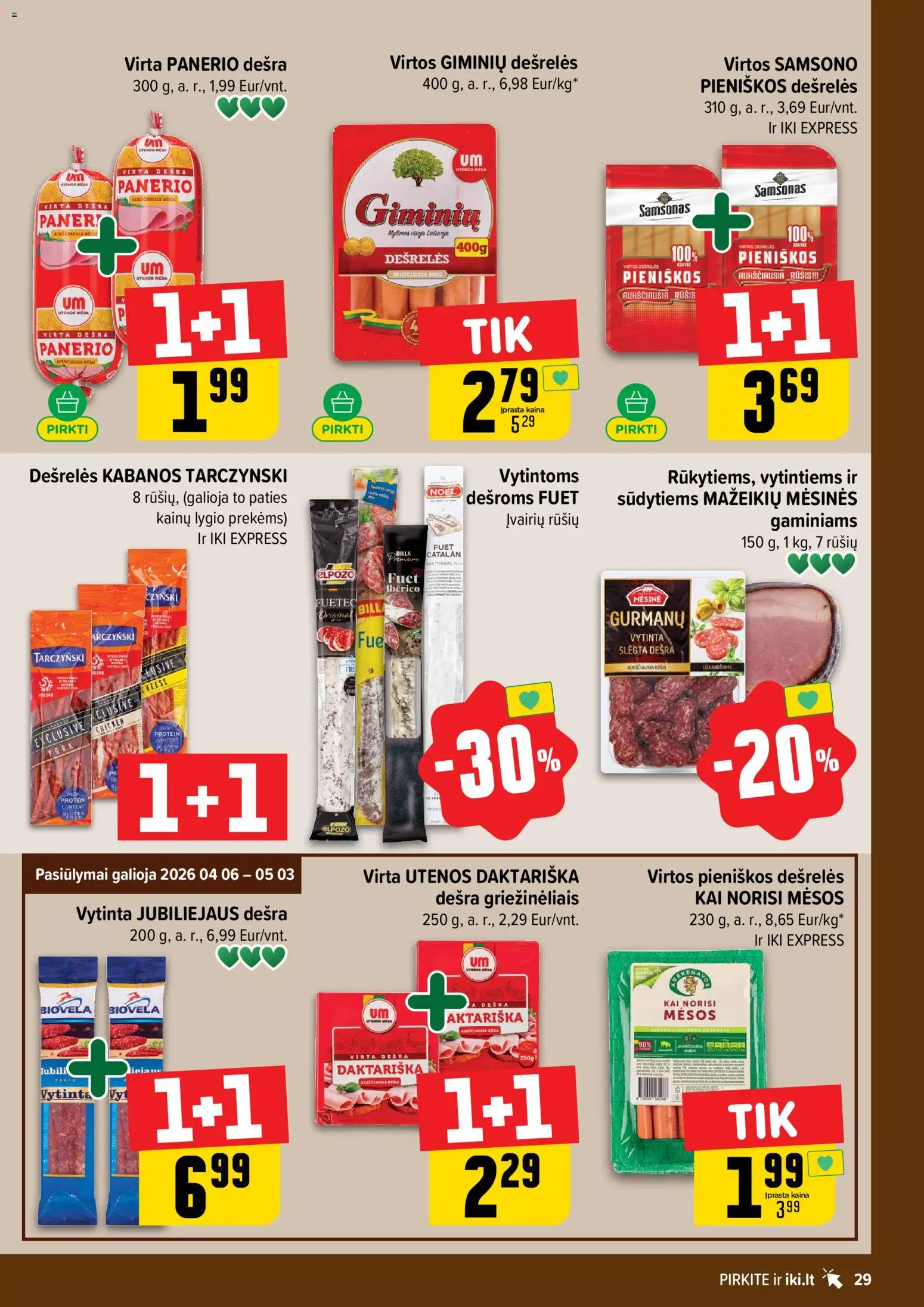 IKI akcijos nuo 13.04.2026 | Puslapis: 29 | Prekių: Dešrelės, Dešra