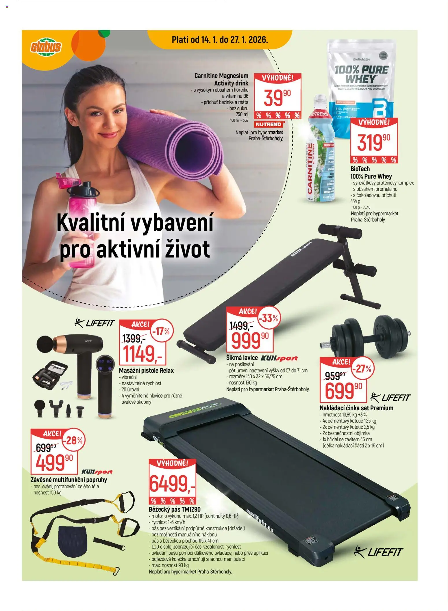 Globus leták - Plzeň od 14.01.2026 | Strana: 15 | Produkty: Globus, Běžecký pás, Protein drink, Protein