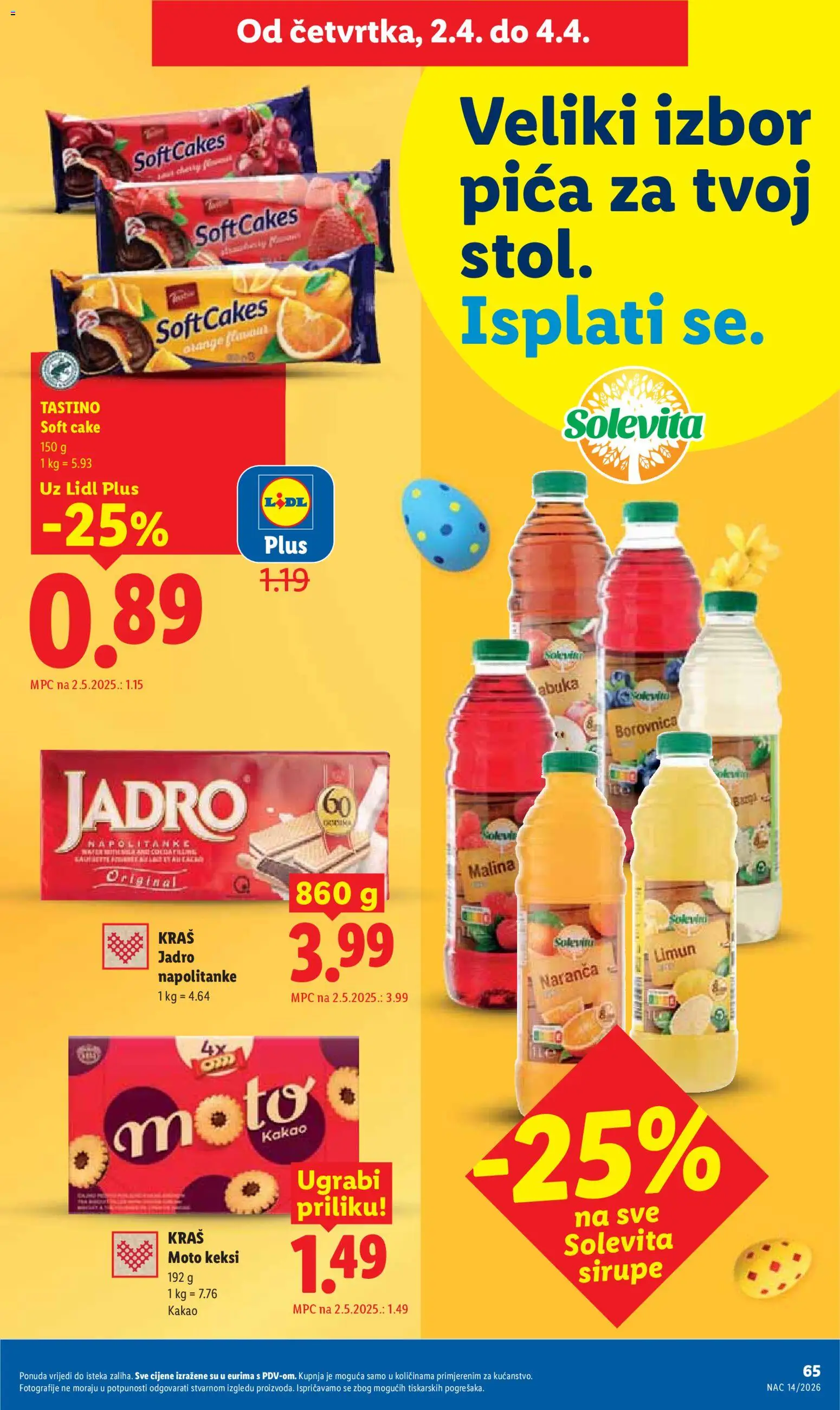 Lidl katalog | vrijedi od 30.03.2026 | Stranica: 65 | Proizvodi: Keksi, Napolitanke, Borovnica, Kakao