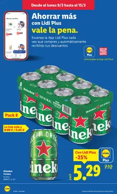 Vista previa Heineken Cerveza, 8 x 33 cl válido desde el 09.03.2026 | Página: 22 | Productos: Cerveza, Ροζ πιπέρι, Σπανάκι, Cuna