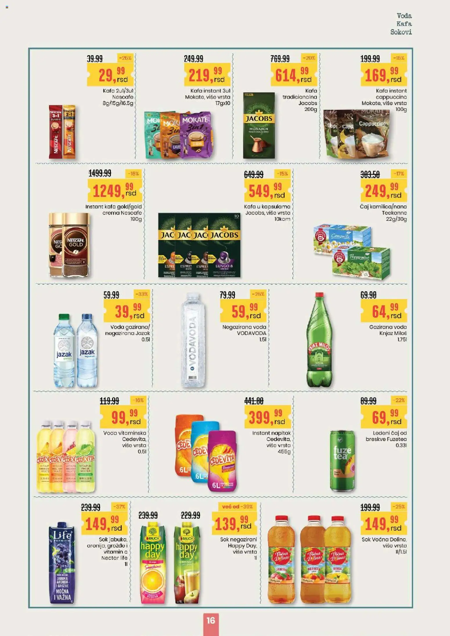 Aroma Market katalog - važi od 19.03.2026 | Strana: 16 | Proizvode: Cedevita, Voda, Teekanne, Nescafé