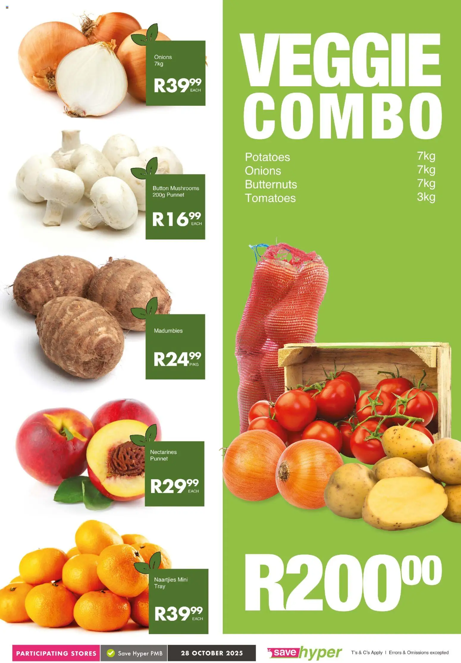 New Save catalogue – valid from 28.10.2025 | Page: 3 | Products: Mushrooms, Tray, Potatoes, Nectarines