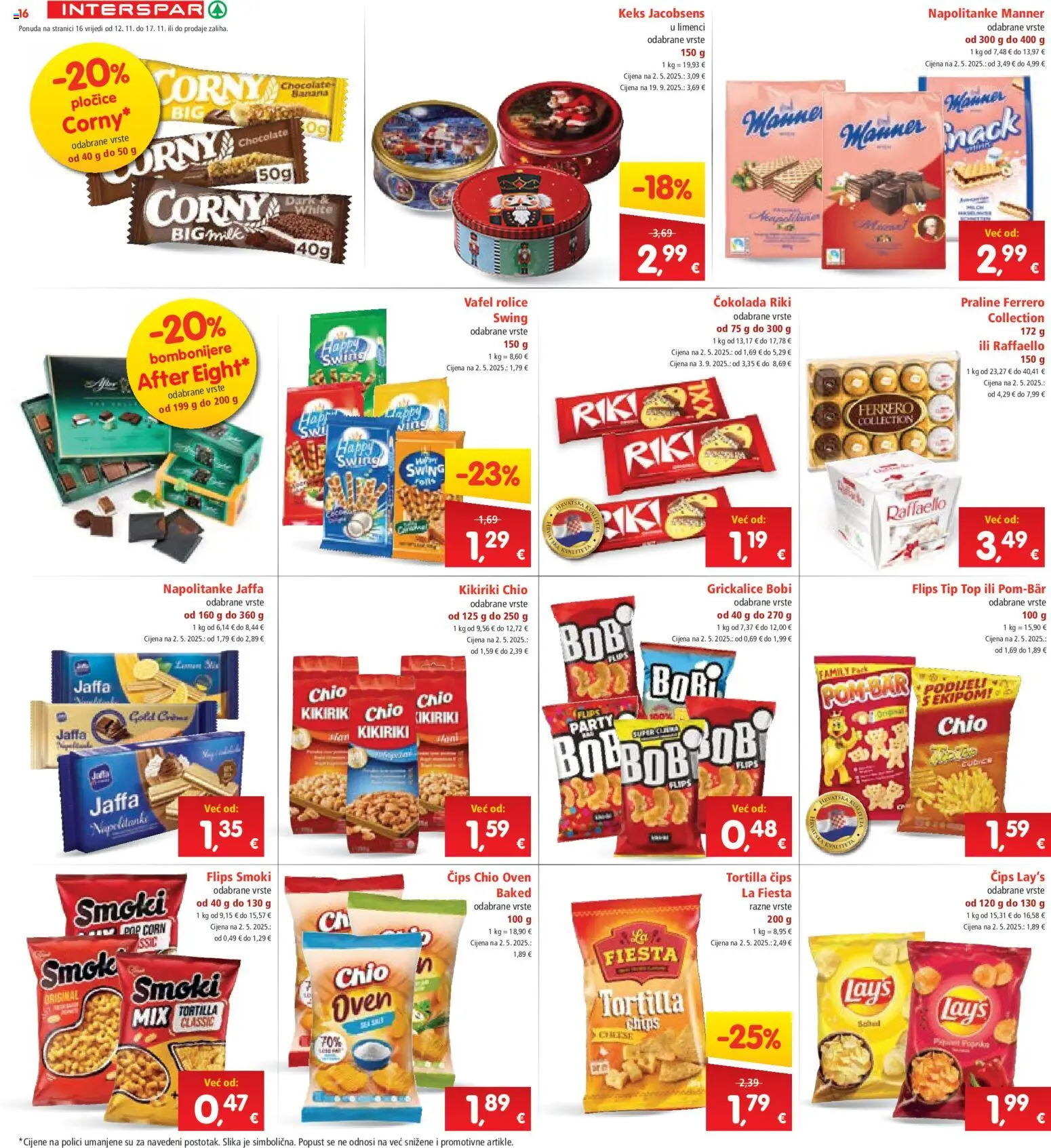 Interspar katalog | vrijedi od 12.11.2025 | Stranica: 18 | Proizvodi: Flips, Čips, Kikiriki, Napolitanke