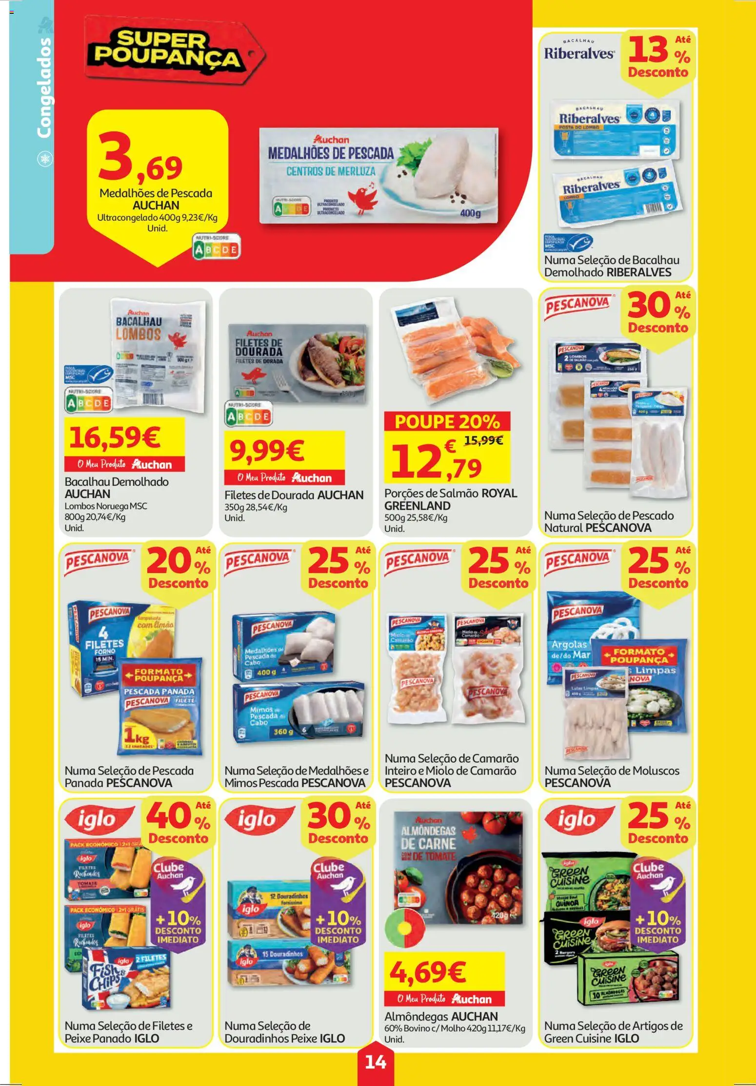Auchan folheto │ válido de 19.03.2026 | Página: 14 | Produtos: Camarão, Lombo, Peixe, Carne
