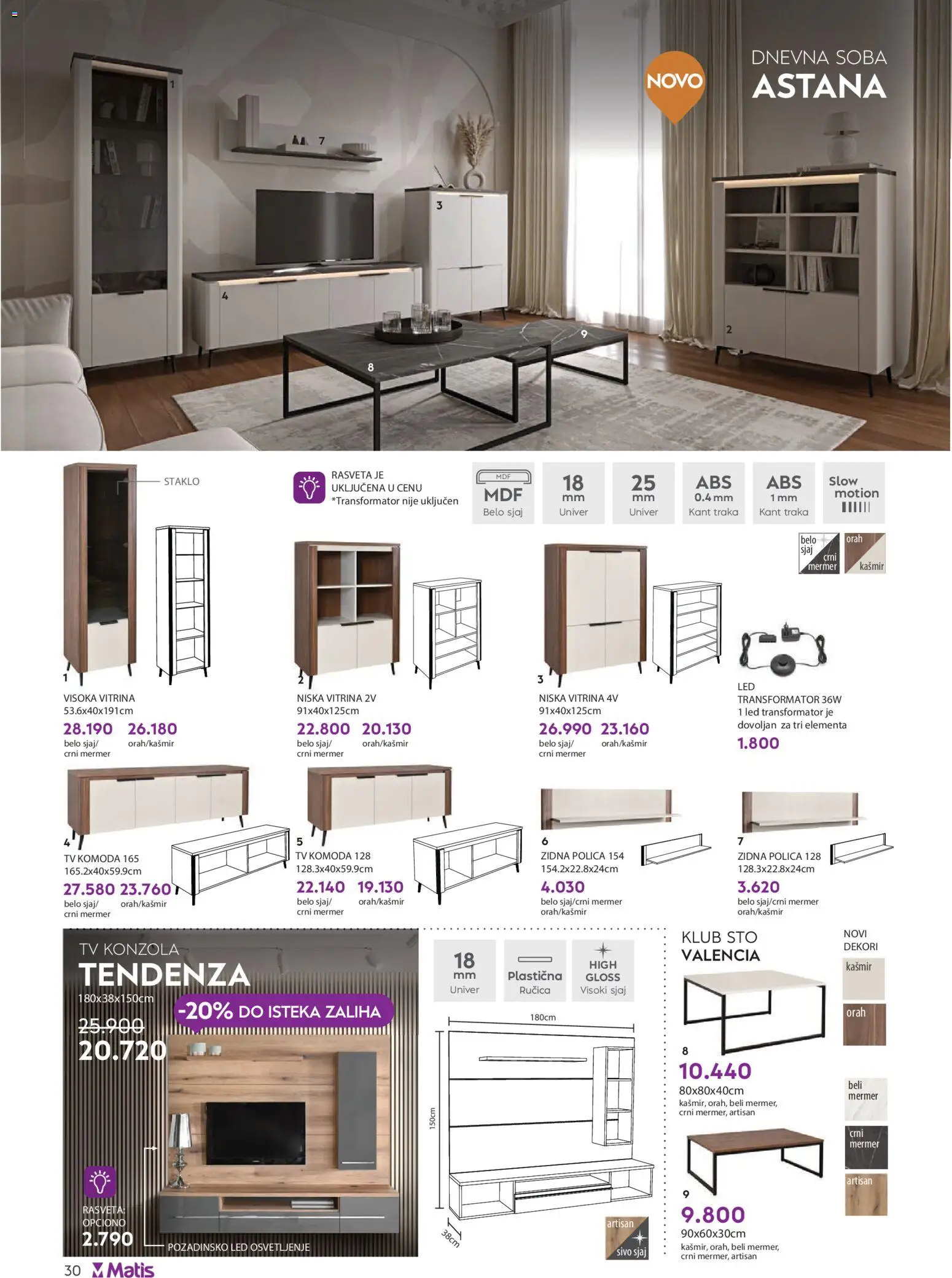 Matis katalog - važi od 01.01.2025 | Strana: 30 | Proizvode: Komoda, Polica, Sto, Orah