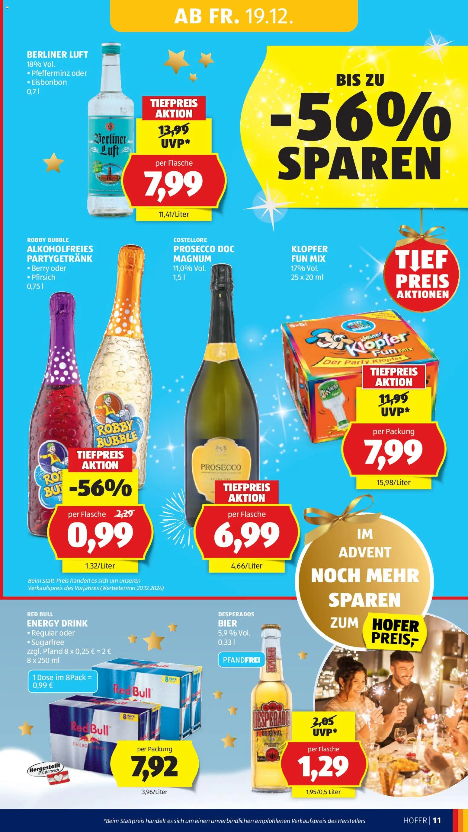 Hofer Flugblatt gültig ab 19.12.2025 | Seite: 13 | Produkte: Pfirsich, Bier