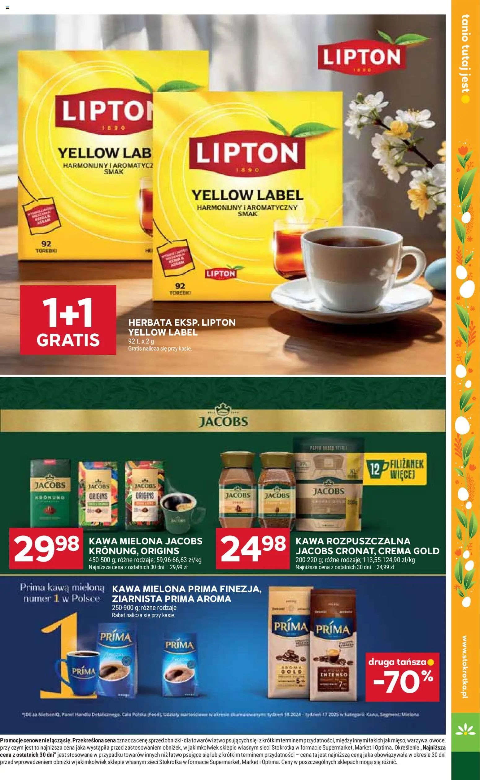 Stokrotka gazetka od 02.04.2026 | Strona: 30 | Produkty: Kawa mielona Prima, Kawa rozpuszczalna, Kawa, Herbata
