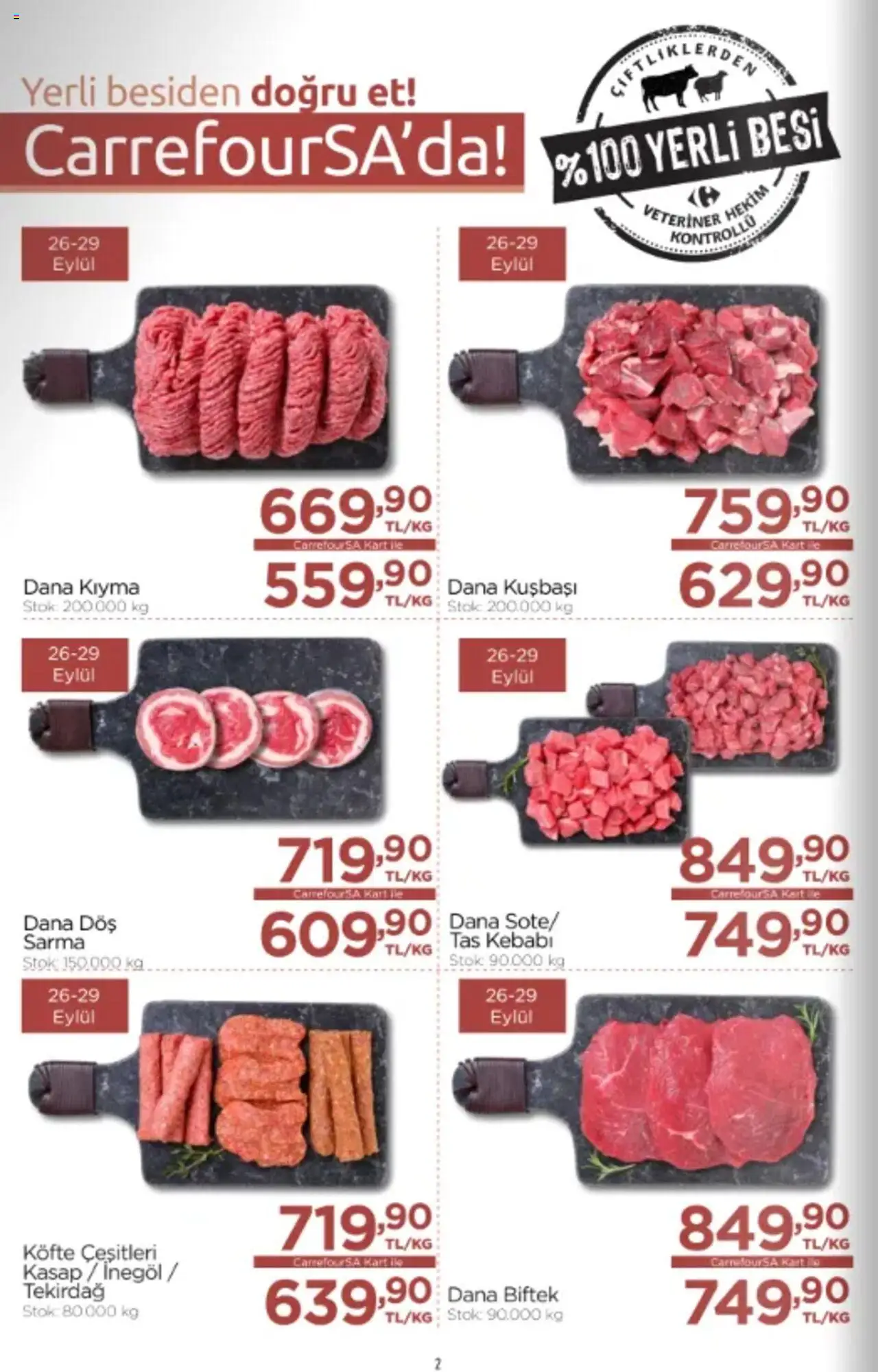 CarrefourSA Katalog - 26.09.2025 tarihinden itibaren geçerlidir | Sayfa: 2 | Ürünler: Kıyma, Dana kuşbaşı
