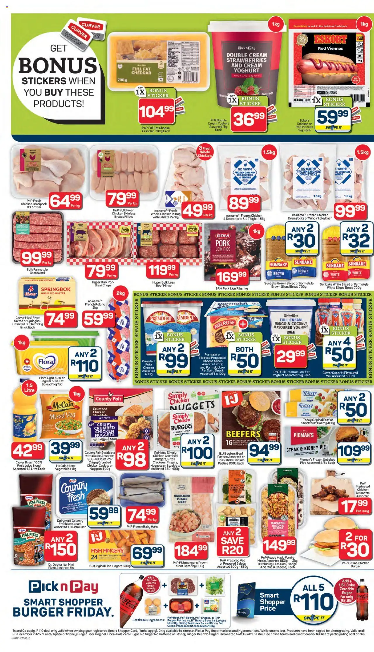 New Pick n Pay catalogue – valid from 22.09.2025 | Page: 2 | Products: Yoghurt, Magdalenas, Chicken, Stoney