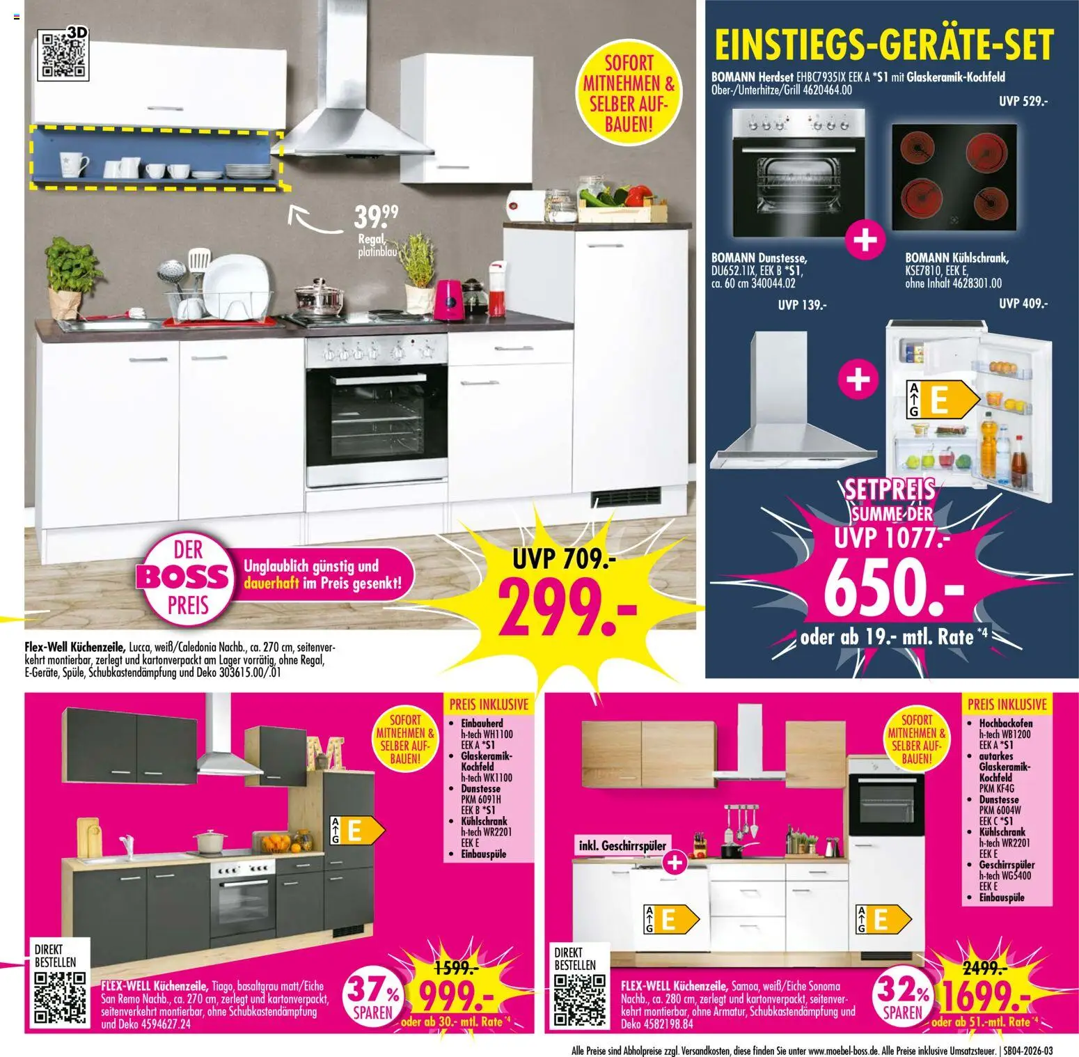 SB Möbel Boss Prospekt 	 – gültig ab 17.01.2026 | Seite: 3 | Produkte: Geschirrspüler, Kühlschrank, Kochfeld