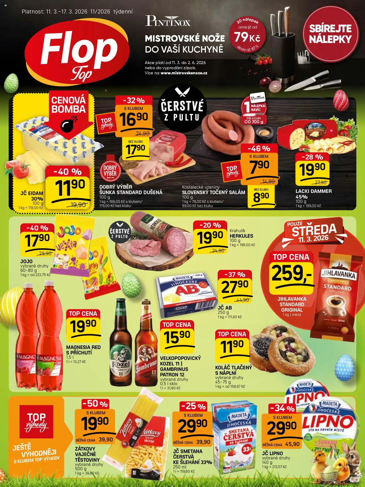 Flop leták - FlopTop od 11.03.2026 | Strana: 1 | Produkty: Smetana, Kozel, Točený salám, Kuchyně