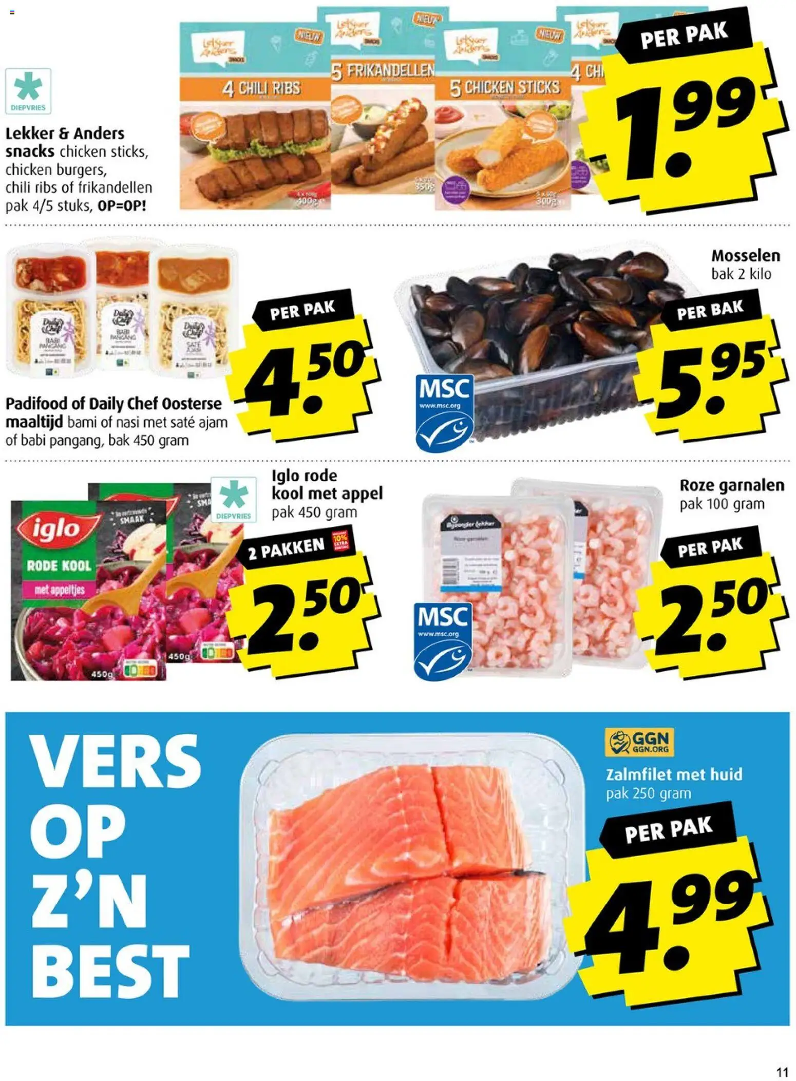 {H1} | Pagina: 11 | Producten: Snacks, Kool, Mosselen, Appel