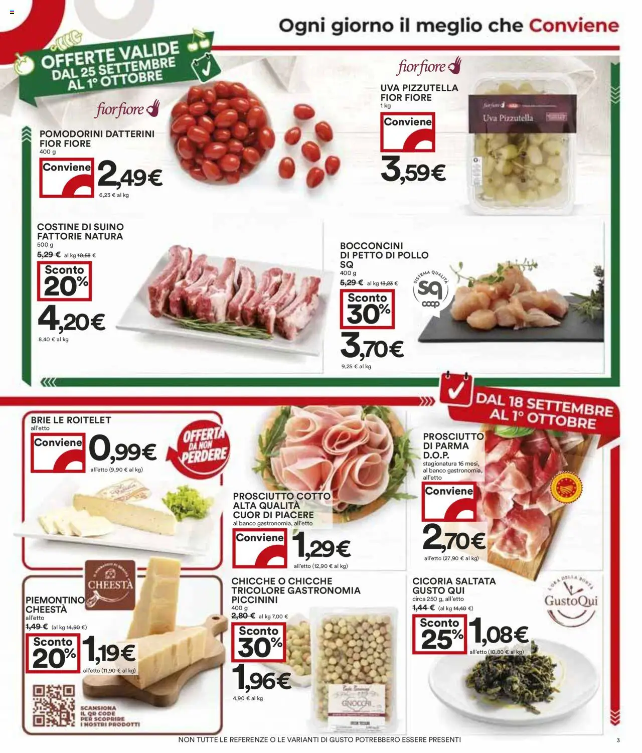 Volantino COOP del 18.09.2025 | Pagina: 3 | Prodotti: Pomodorini, Prosciutto Cotto, Suino, Uva