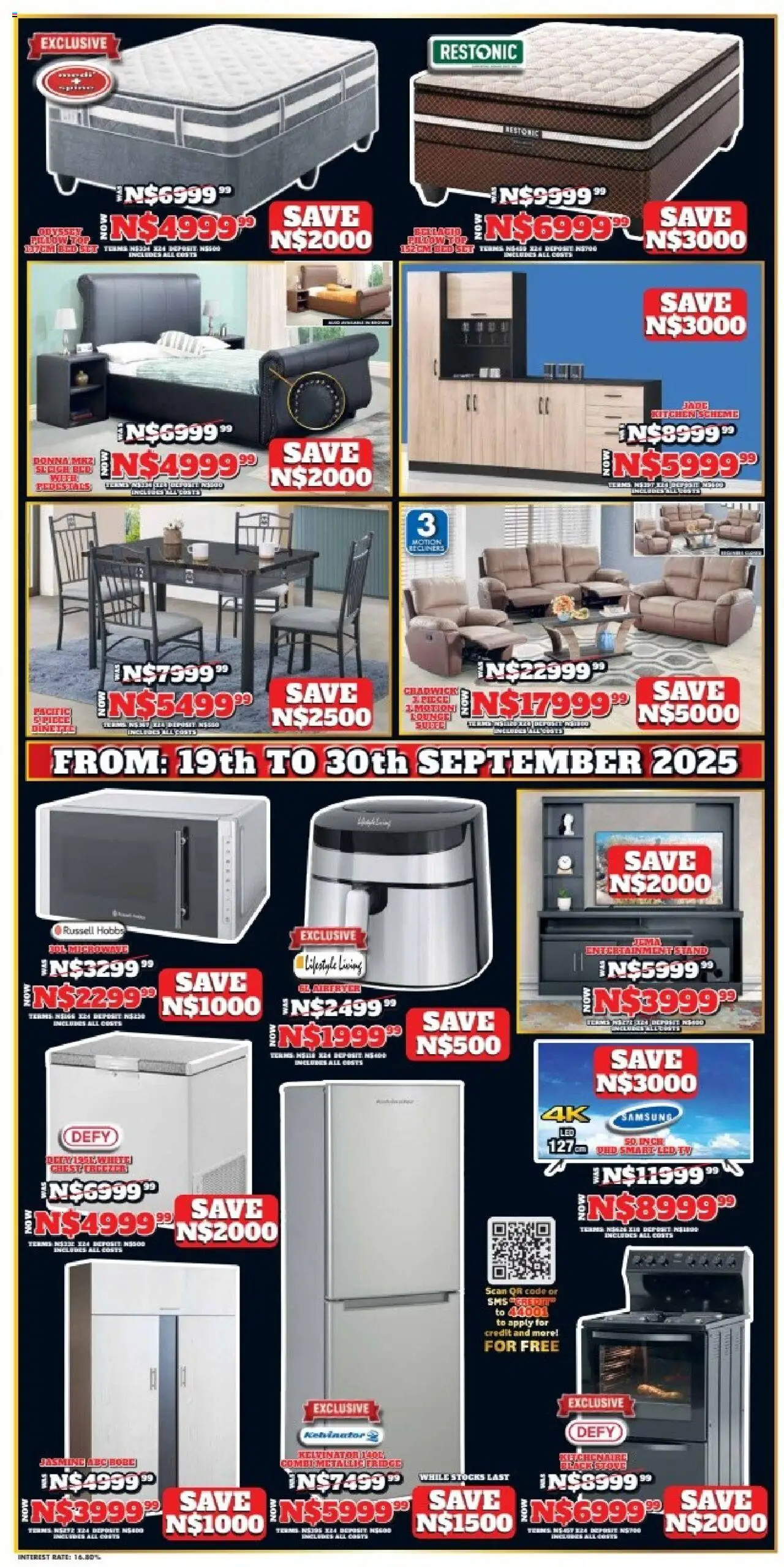 New Lewis Stores catalogue – valid from 19.09.2025 | Page: 2 | Products: Stove, Bed, TV, Microwave