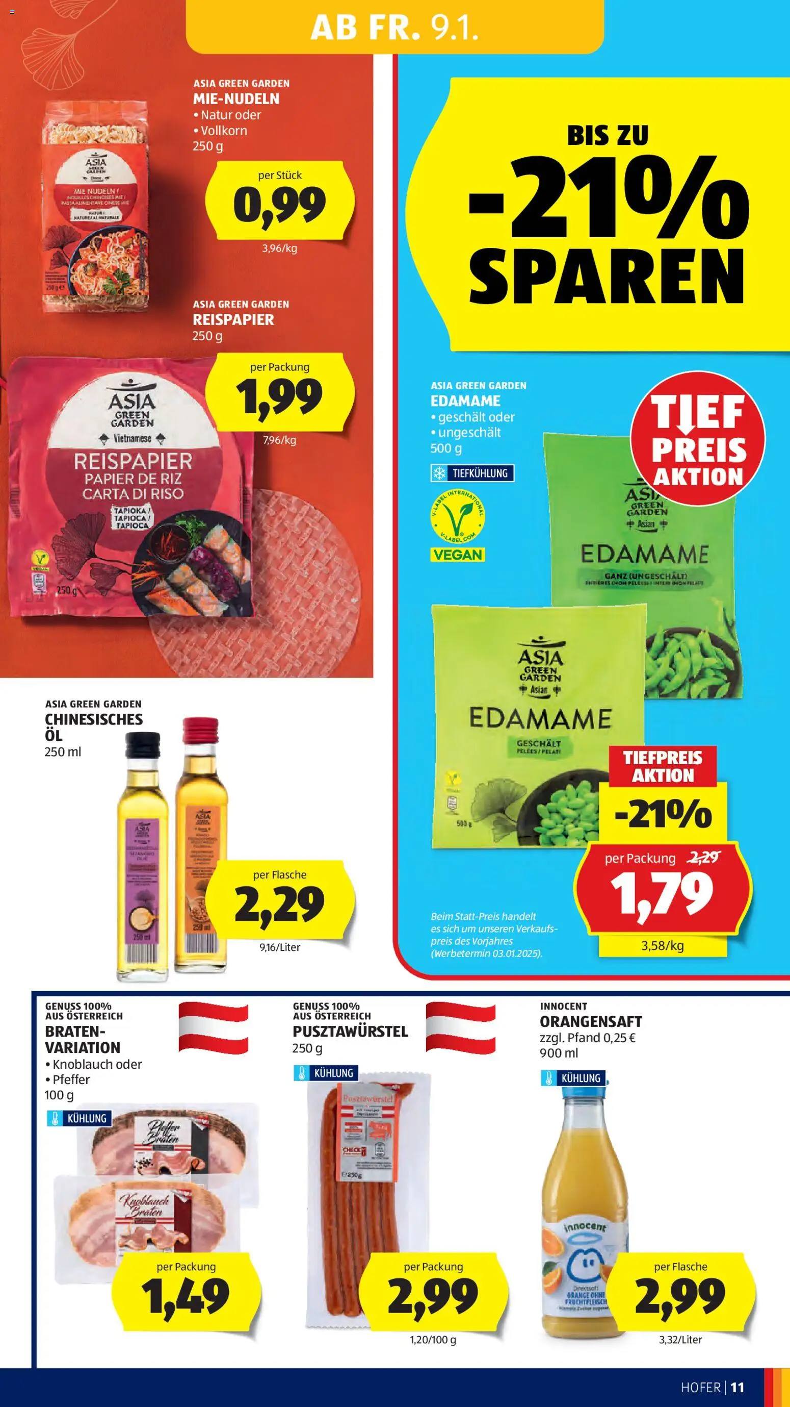Hofer Flugblatt gültig ab 09.01.2026 | Seite: 13 | Produkte: Pasta, Pfeffer, Knoblauch, Nudeln