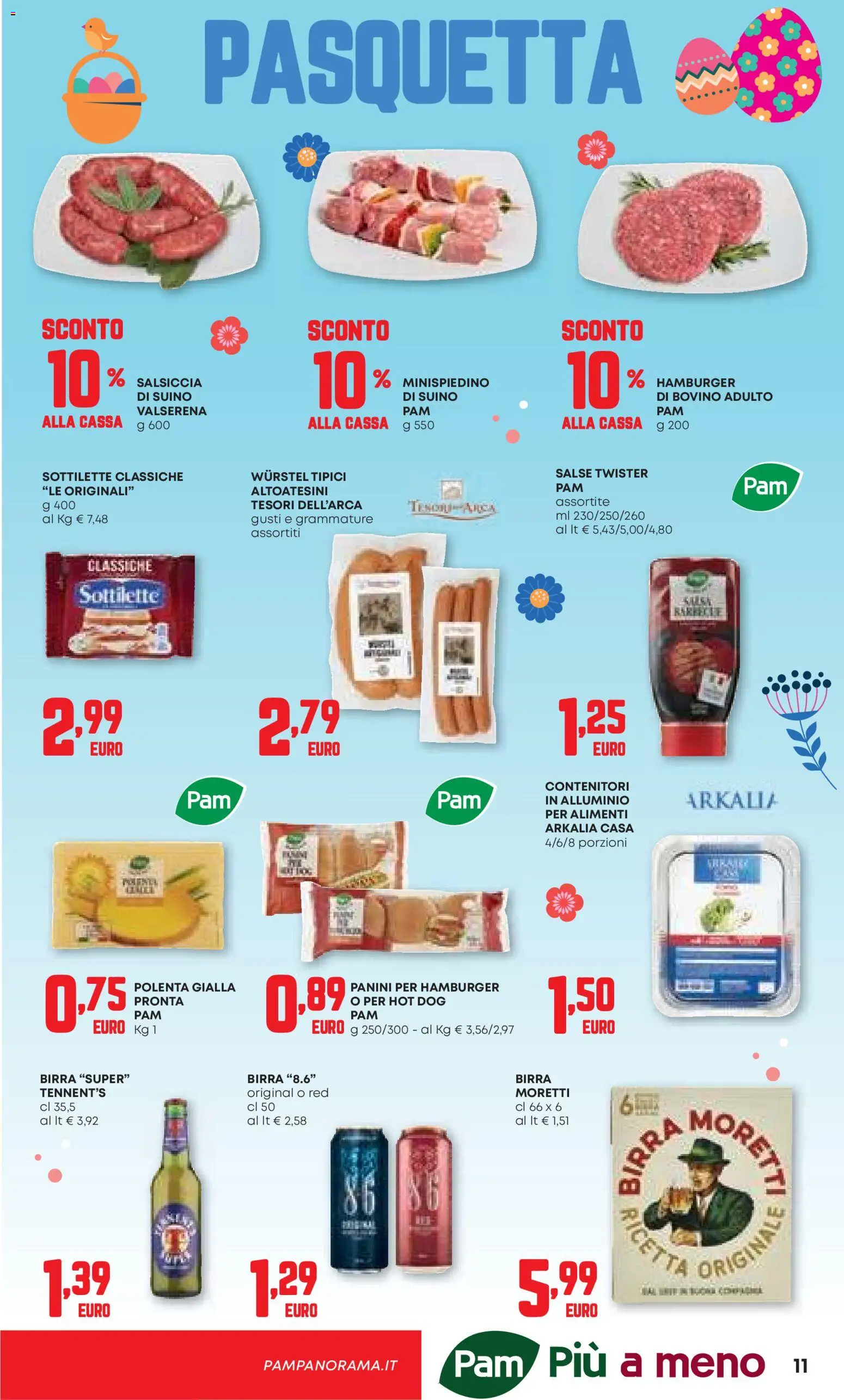 Volantino PAM del 26.03.2026 | Pagina: 11 | Prodotti: Tennent's, Suino, Wurstel, Alluminio