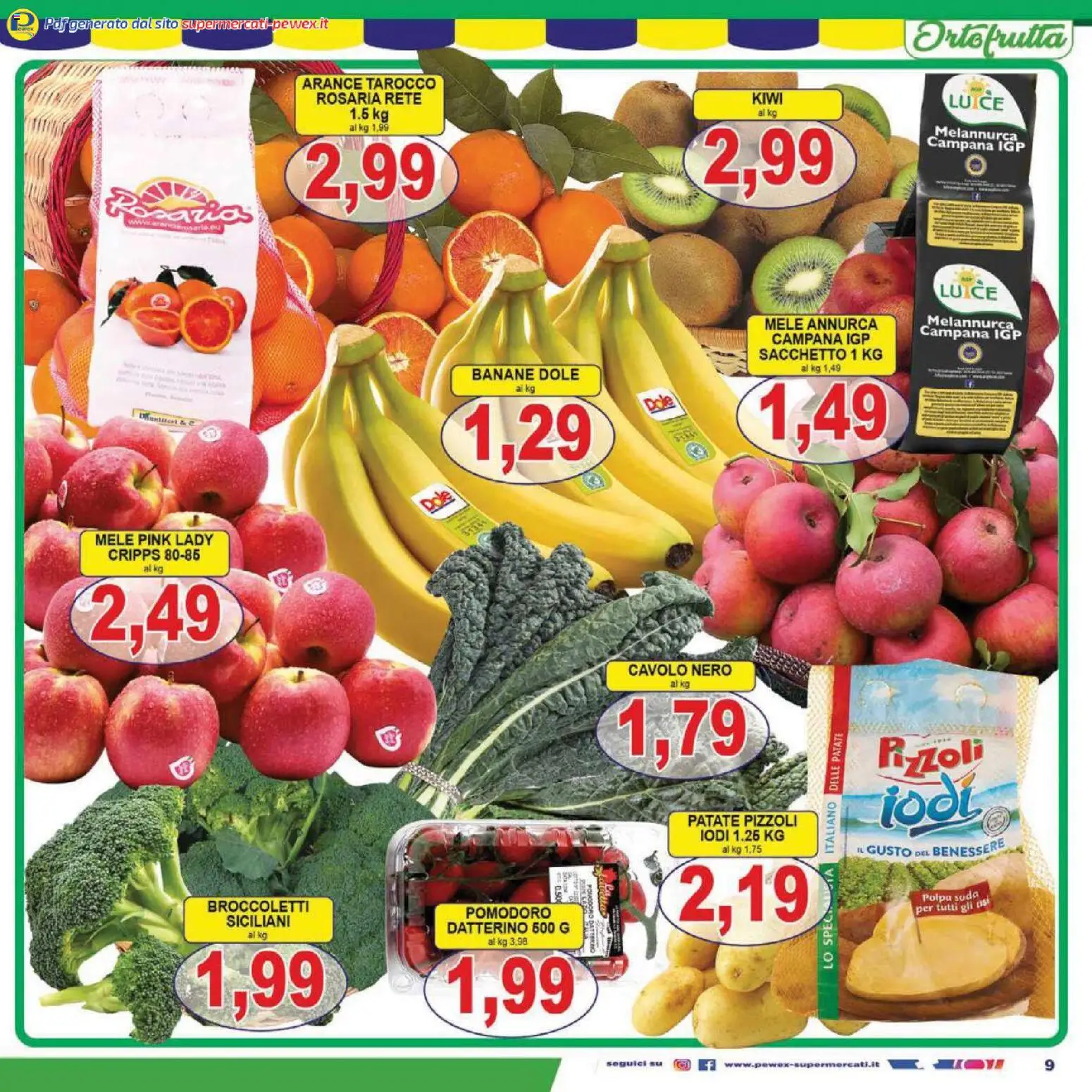 Volantino Pewex del 13.02.2026 | Pagina: 9 | Prodotti: Mele, Kiwi, Patate, Pomodoro