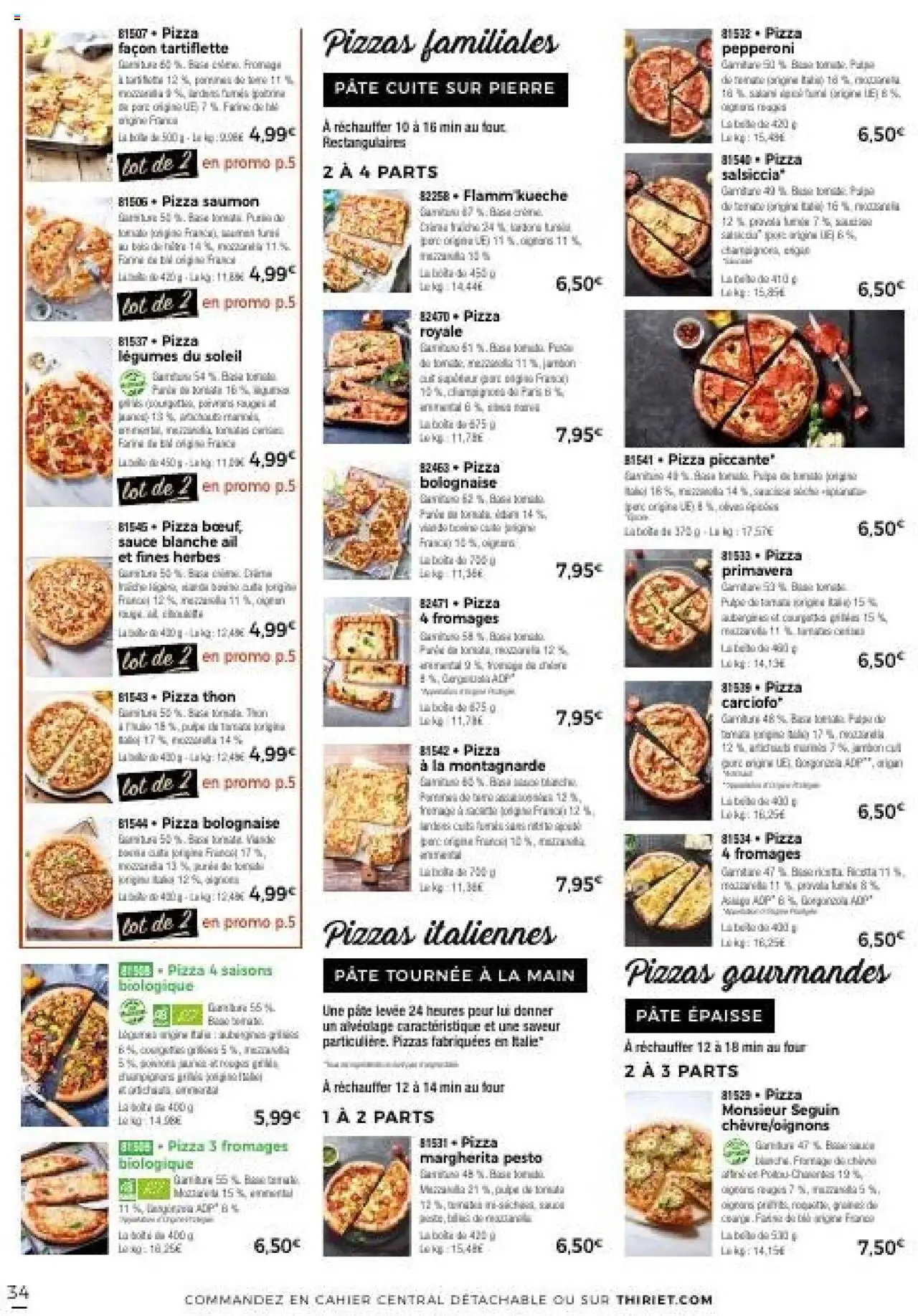{H1} | Page: 34 | Produits: Four, Tartiflette, Thon, Pizza