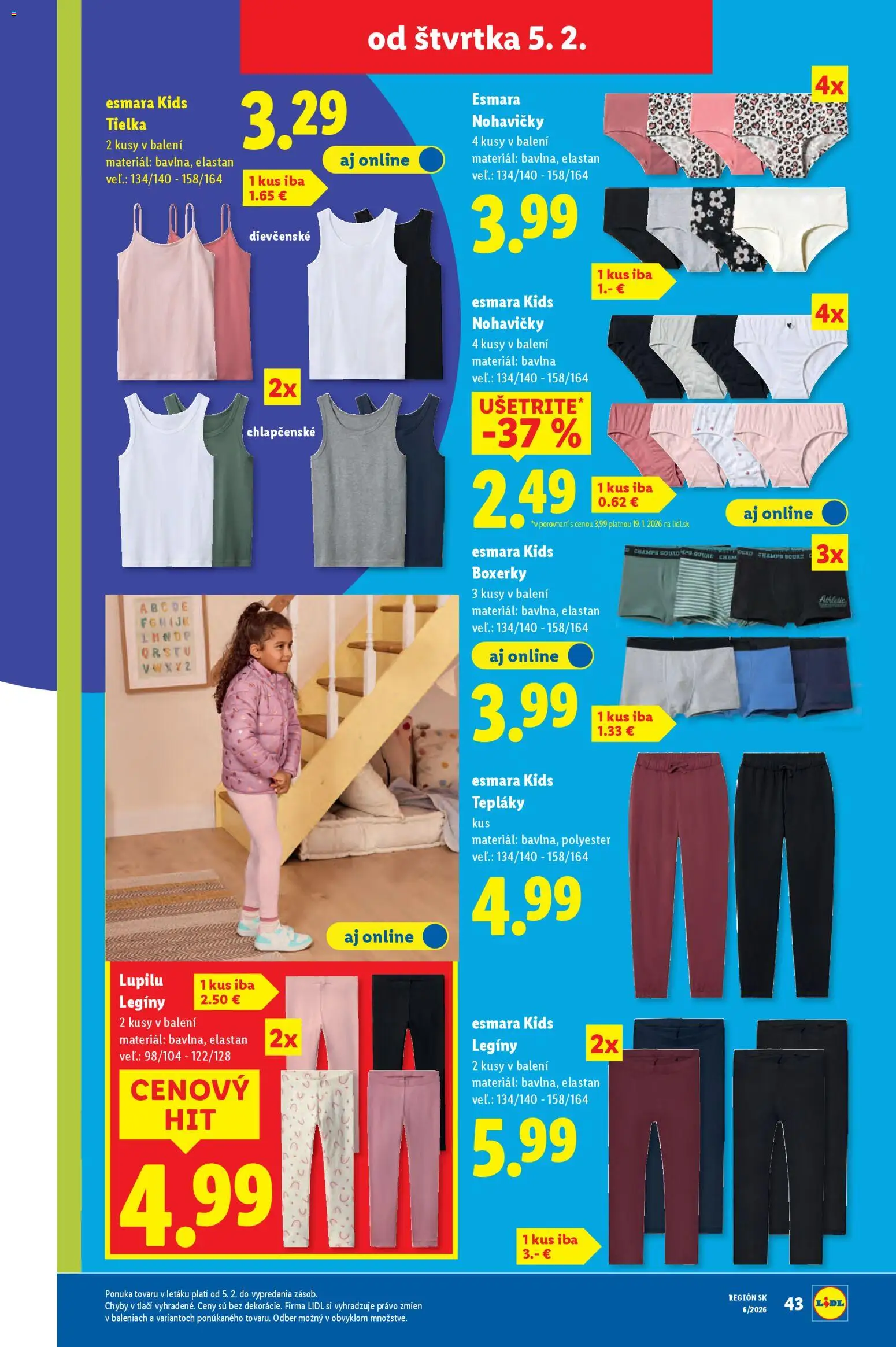 Nové Lidl akcie – leták je platný od 05.02.2026 | Strana: 39 | Produkty: Nohavičky, Legíny, Boxerky