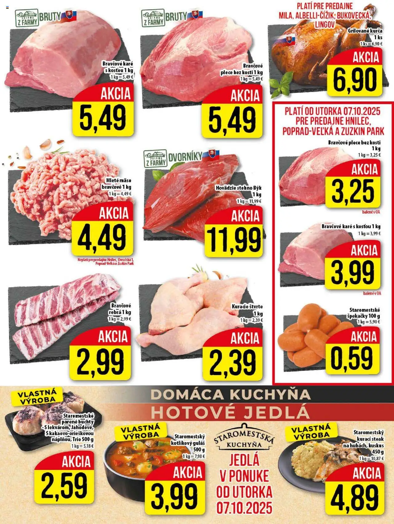 Nové Klas akcie – leták je platný od 06.10.2025 | Strana: 5 | Produkty: Kuchyňa, Bravčové plece, Bravčové karé