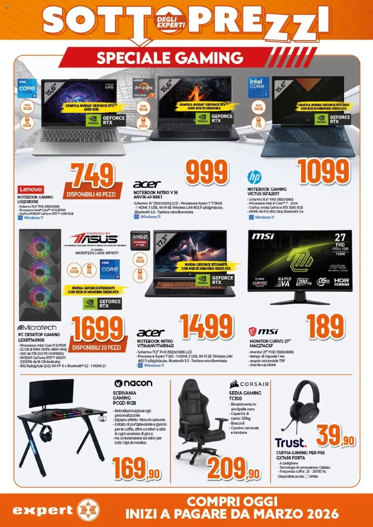 Volantino Expert del 02.10.2025 | Pagina: 7 | Prodotti: Schermo, Braccioli, Sedia, Scrivania
