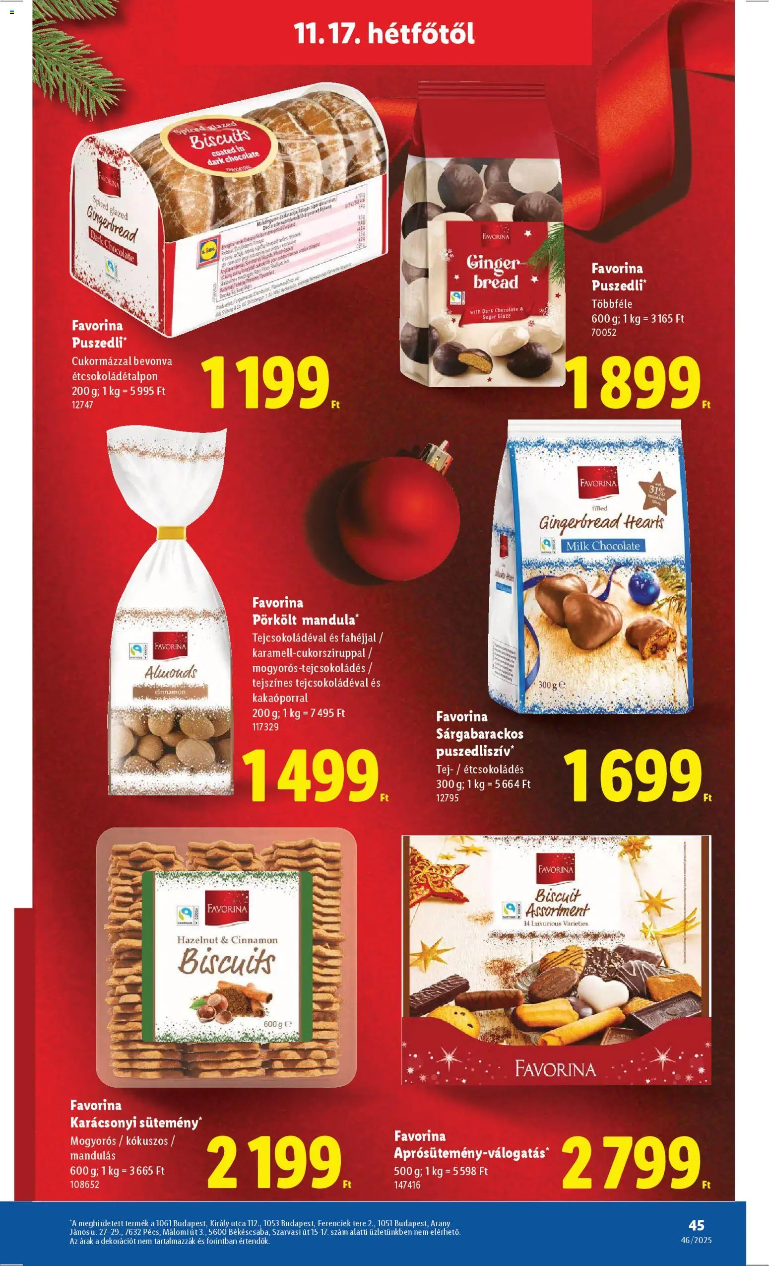 Lidl akciós ujság - amely érvényes a következő dátumtól: 13.11.2025 | Oldal: 45 | Termékek: Mandula, Puszedli, Tej, Sütemény