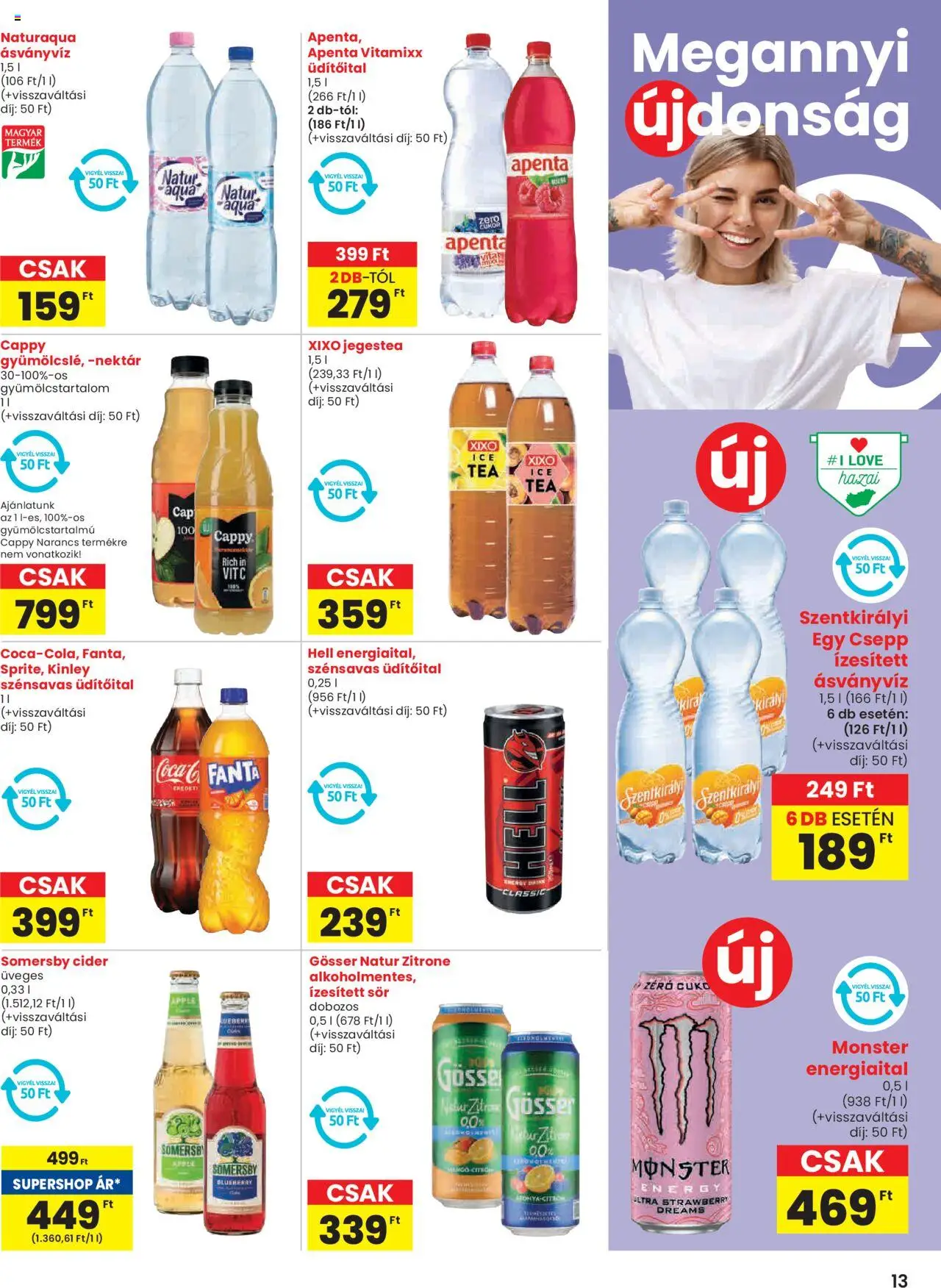 Spar akciós ujság - amely érvényes a következő dátumtól: 05.06.2025 | Oldal: 13 | Termékek: Fanta, Cider, Ásványvíz, Tea