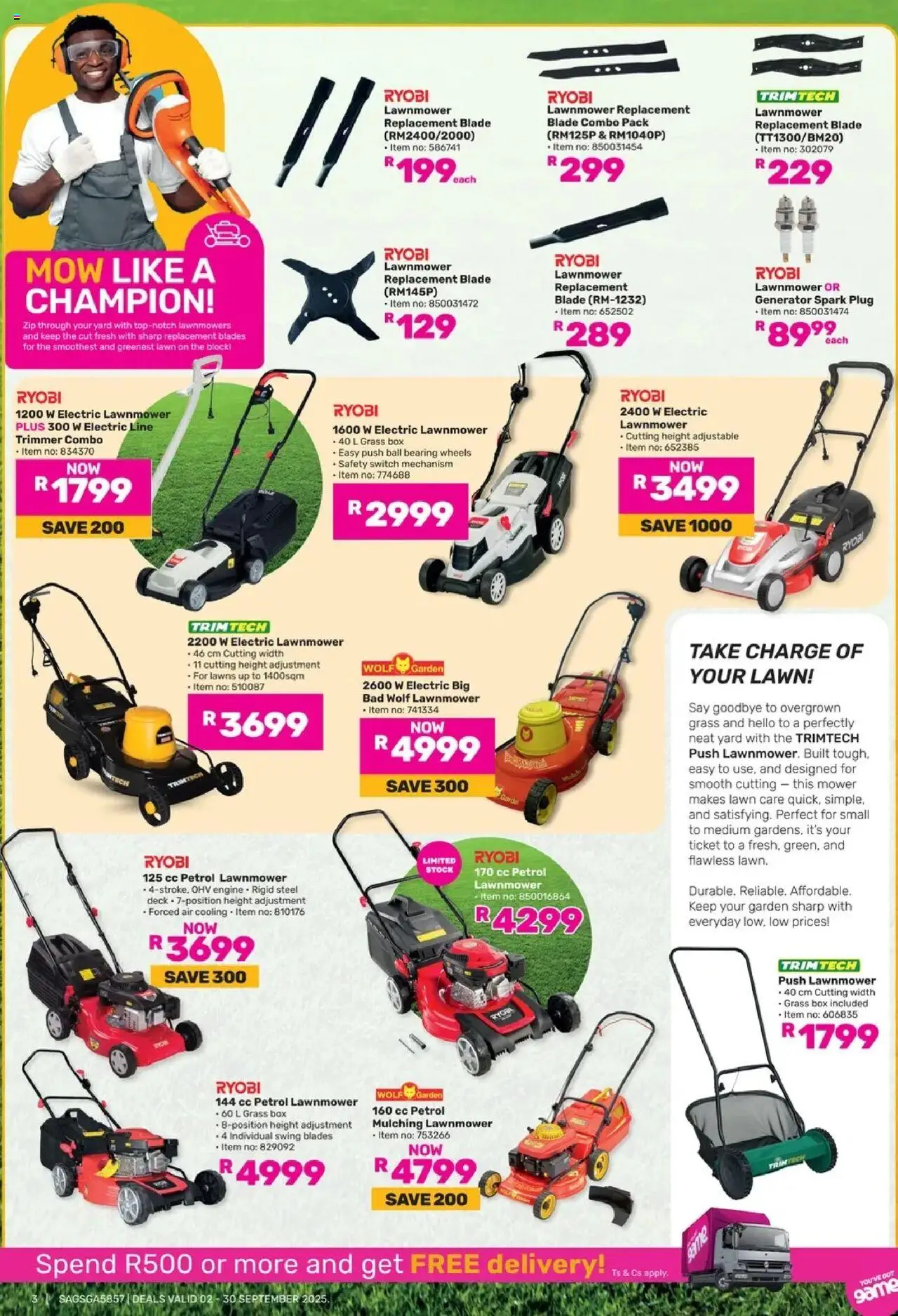 New Game catalogue – valid from 02.09.2025 | Page: 3 | Products: Mower, Box, Switch, Stock
