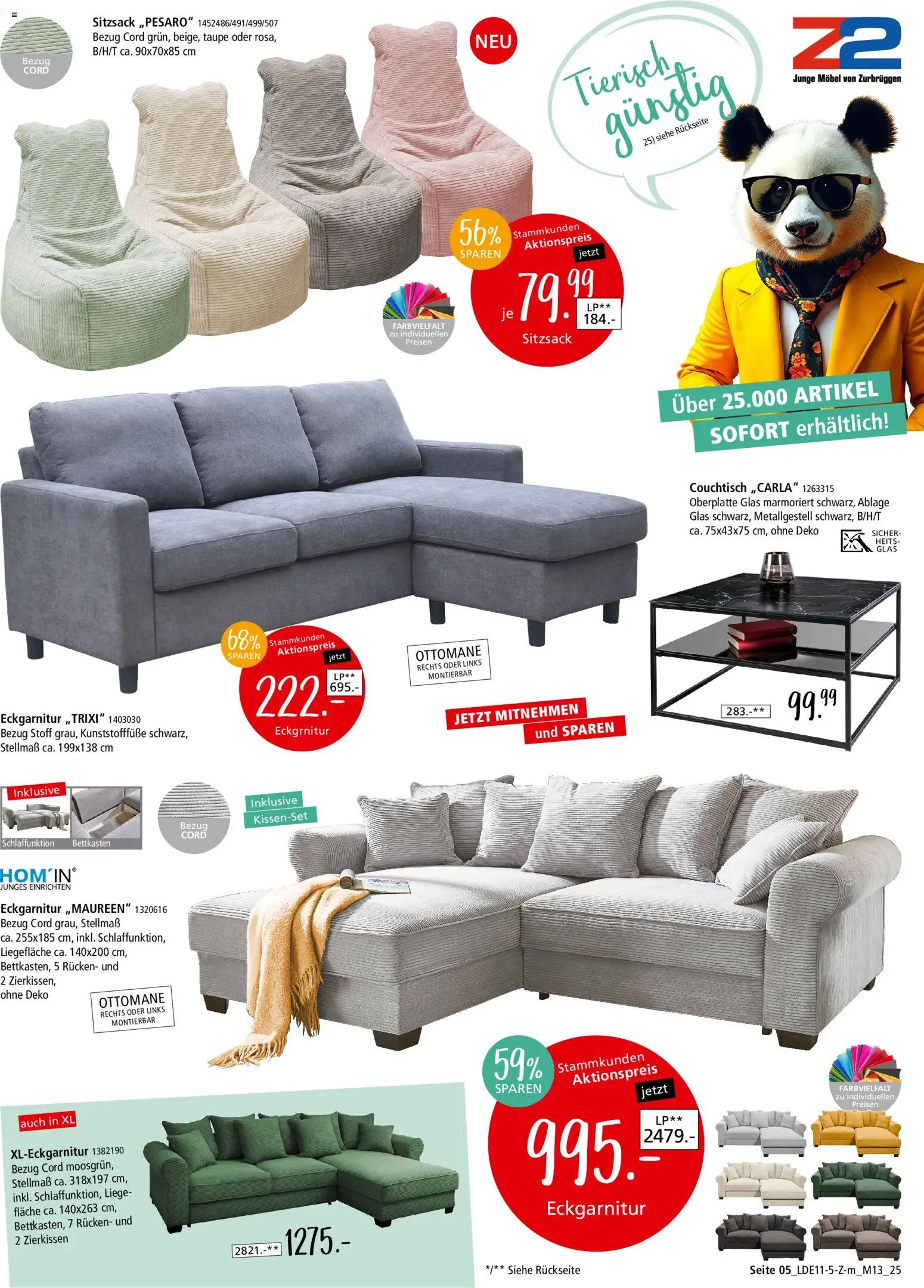 Zurbrüggen Z2-Junges Wohnen – gültig ab 08.11.2025 | Seite: 5 | Produkte: Sitzsack, Couchtisch, Liege