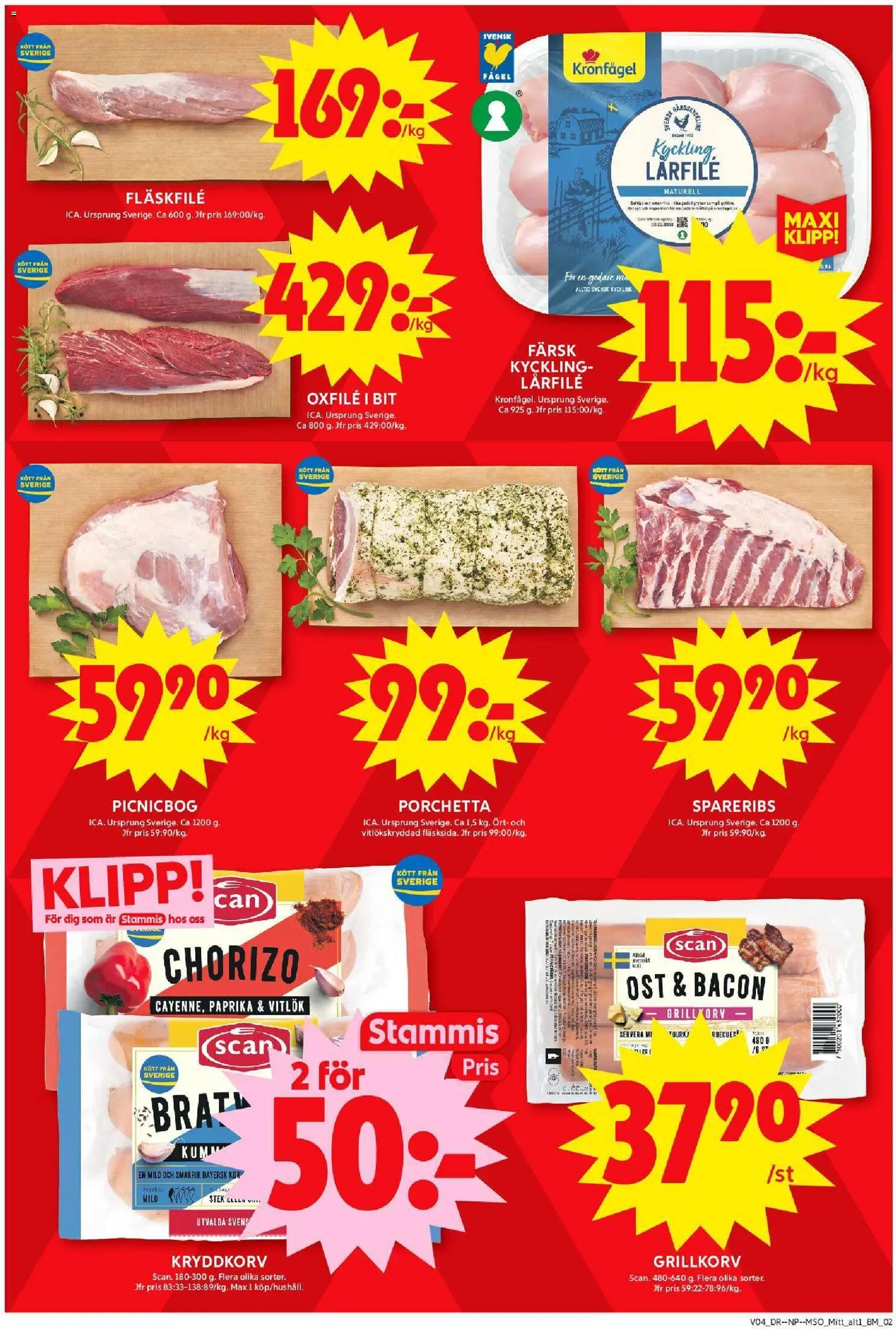 ICA Maxi reklamblad aktuell från 19.01.2026 | Sida: 4 | Produkter: Bacon, Grillkorv, Vitlök, Chorizo