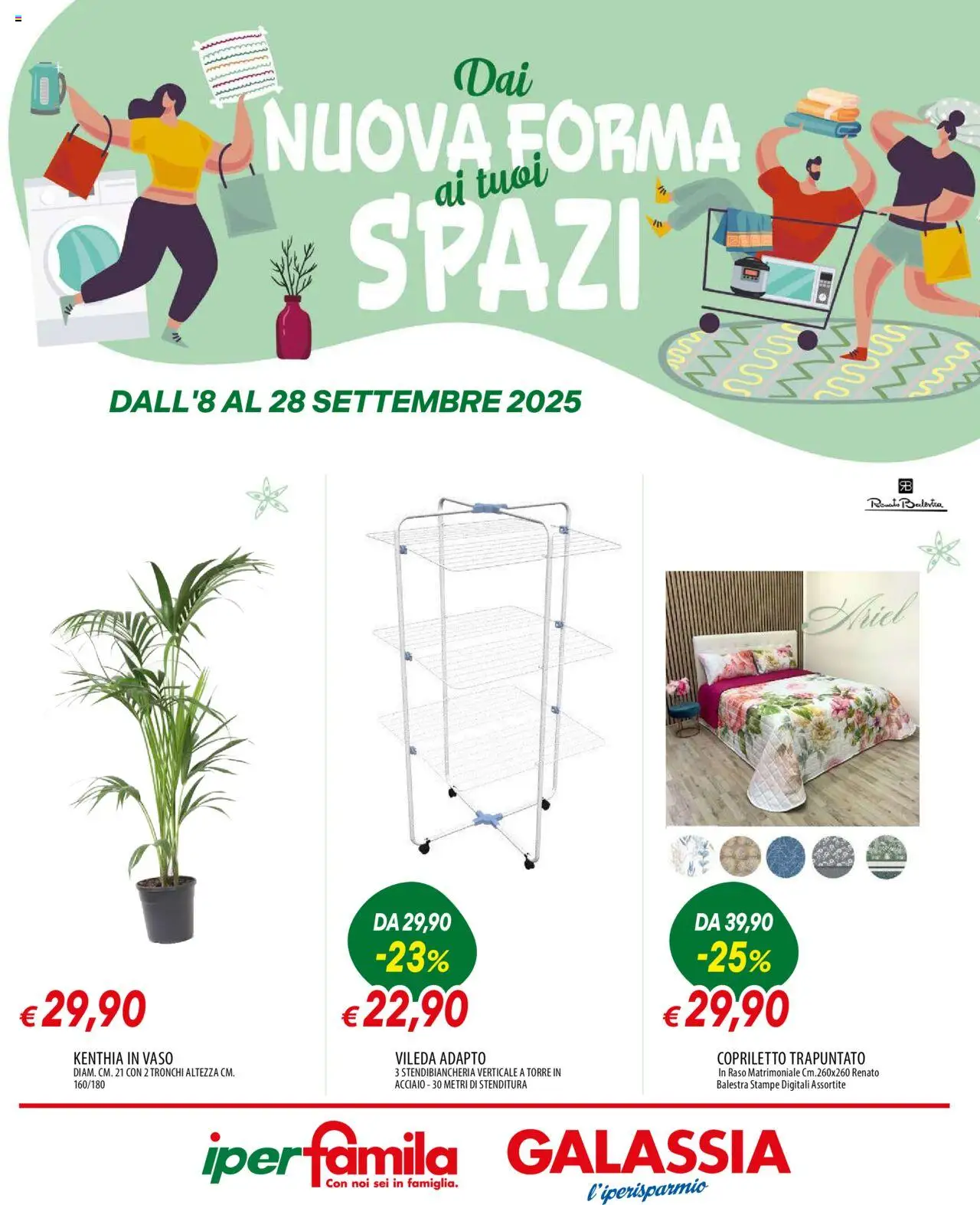 Volantino Galassia del 08.09.2025 | Pagina: 1 | Prodotti: Stendibiancheria, Copriletto, Vaso
